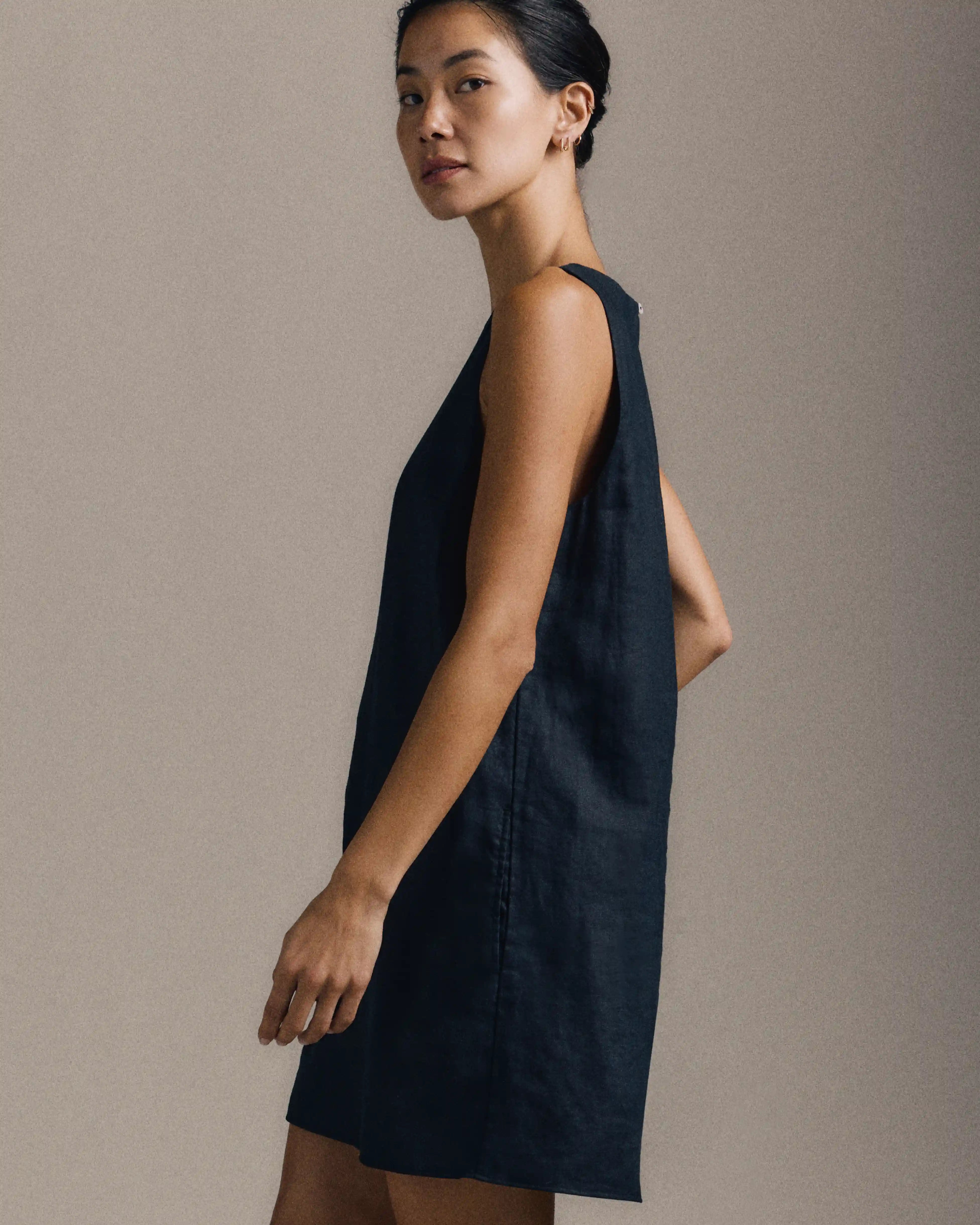 100% European Linen Tank Mini Dress
