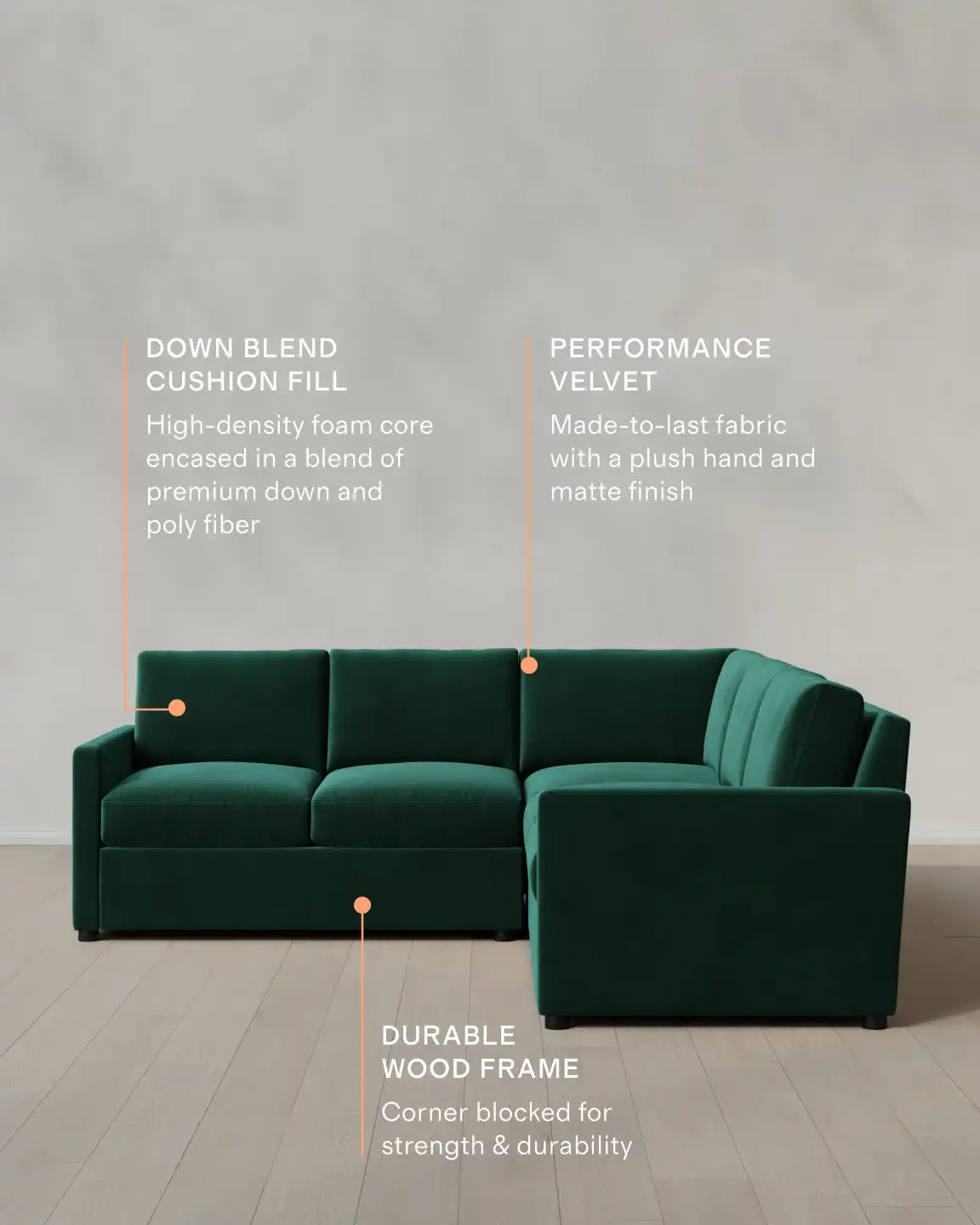 Brennan L Sectional in Performance Velvet