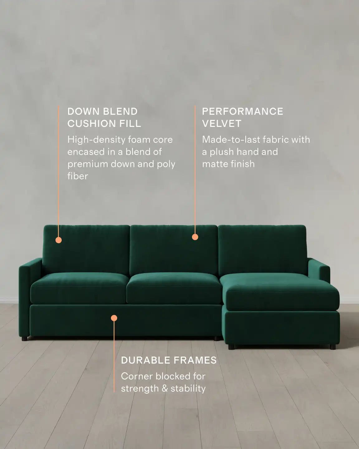 Brennan Chaise Sectional in Performance Velvet