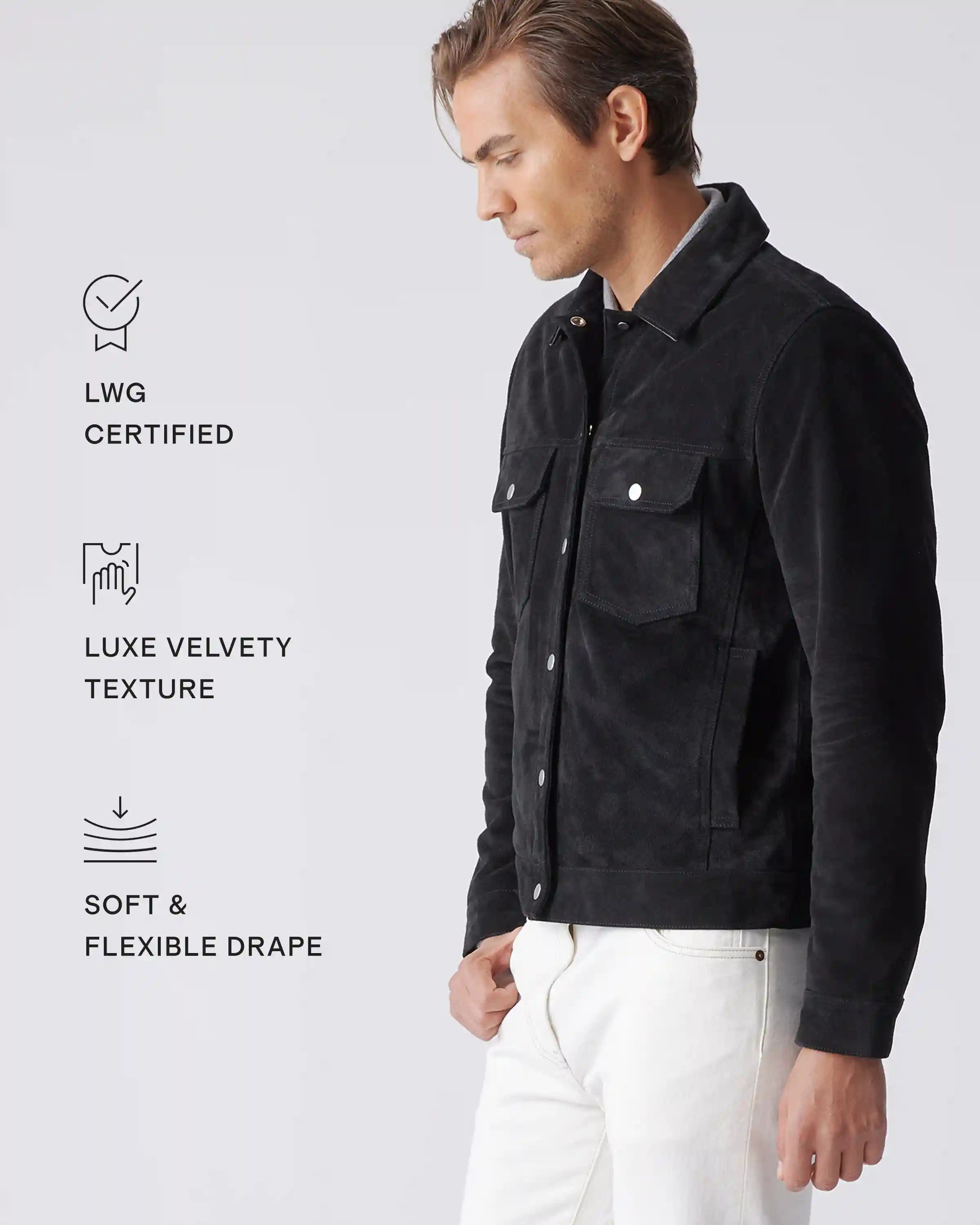 Italian Suede Trucker Jacket