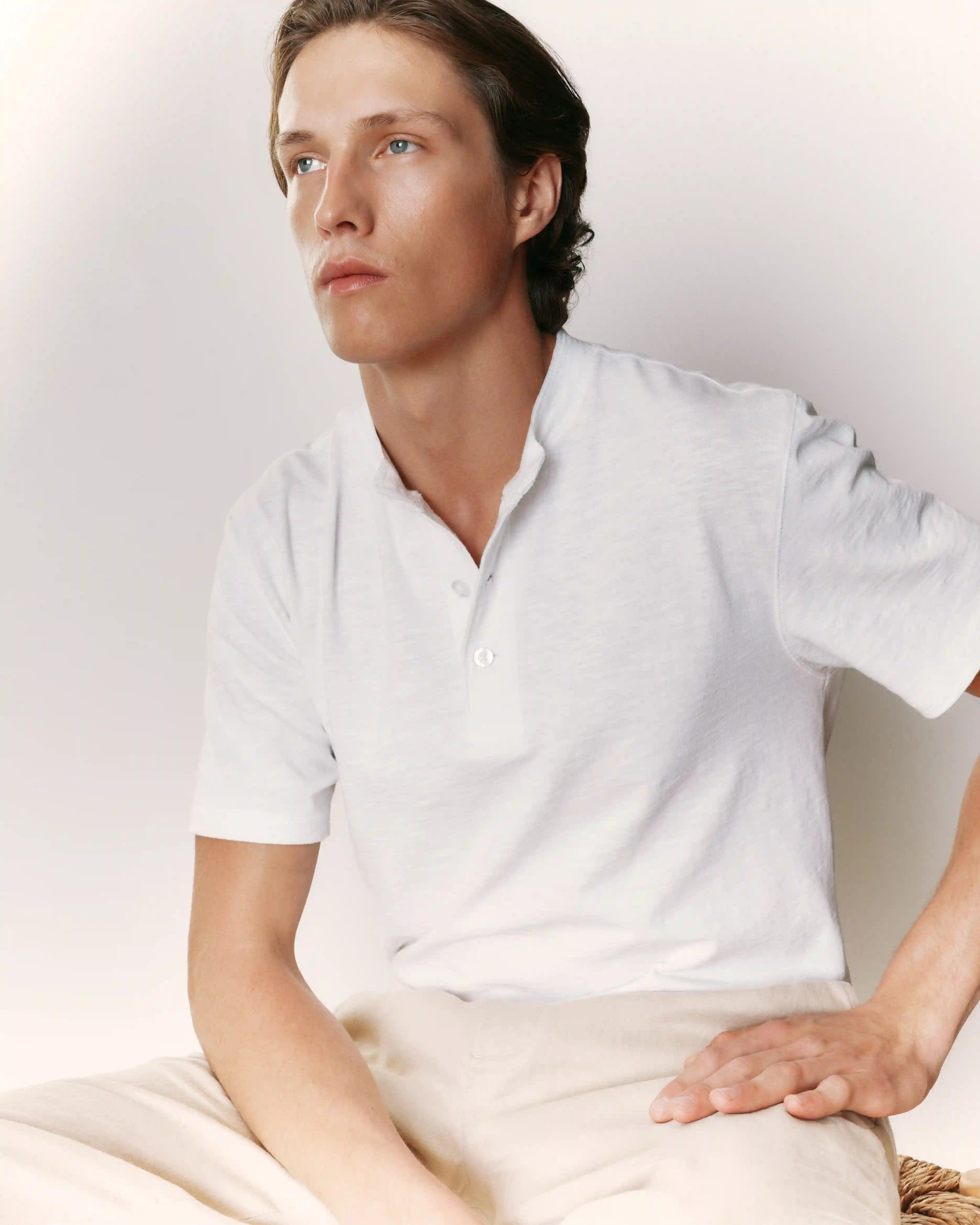 100% Organic Cotton Slub Henley Tee