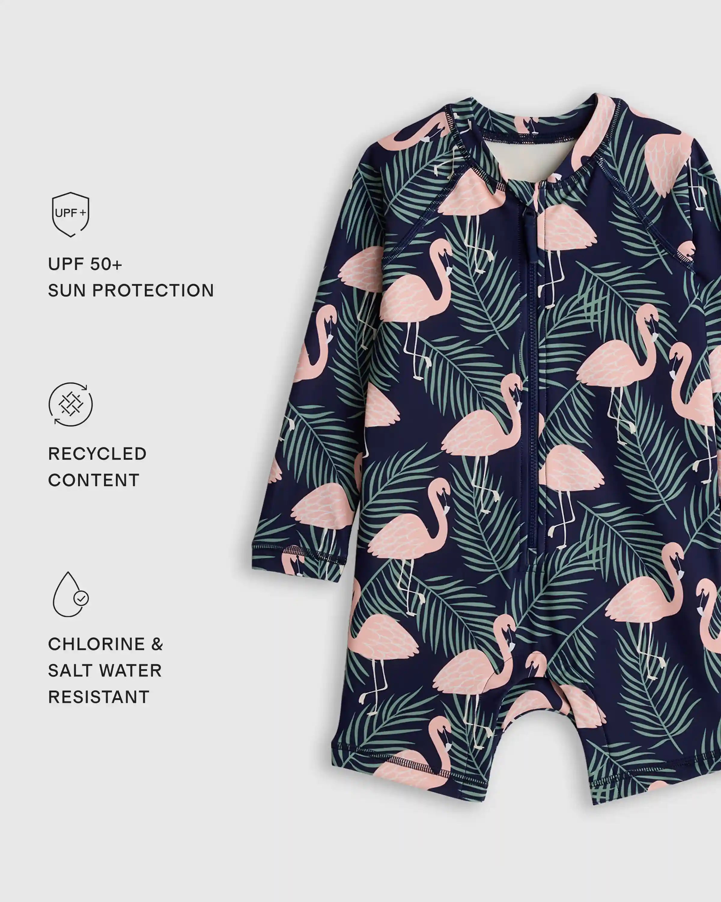 Long Sleeve Zip-Up Rash Guard One-Piece