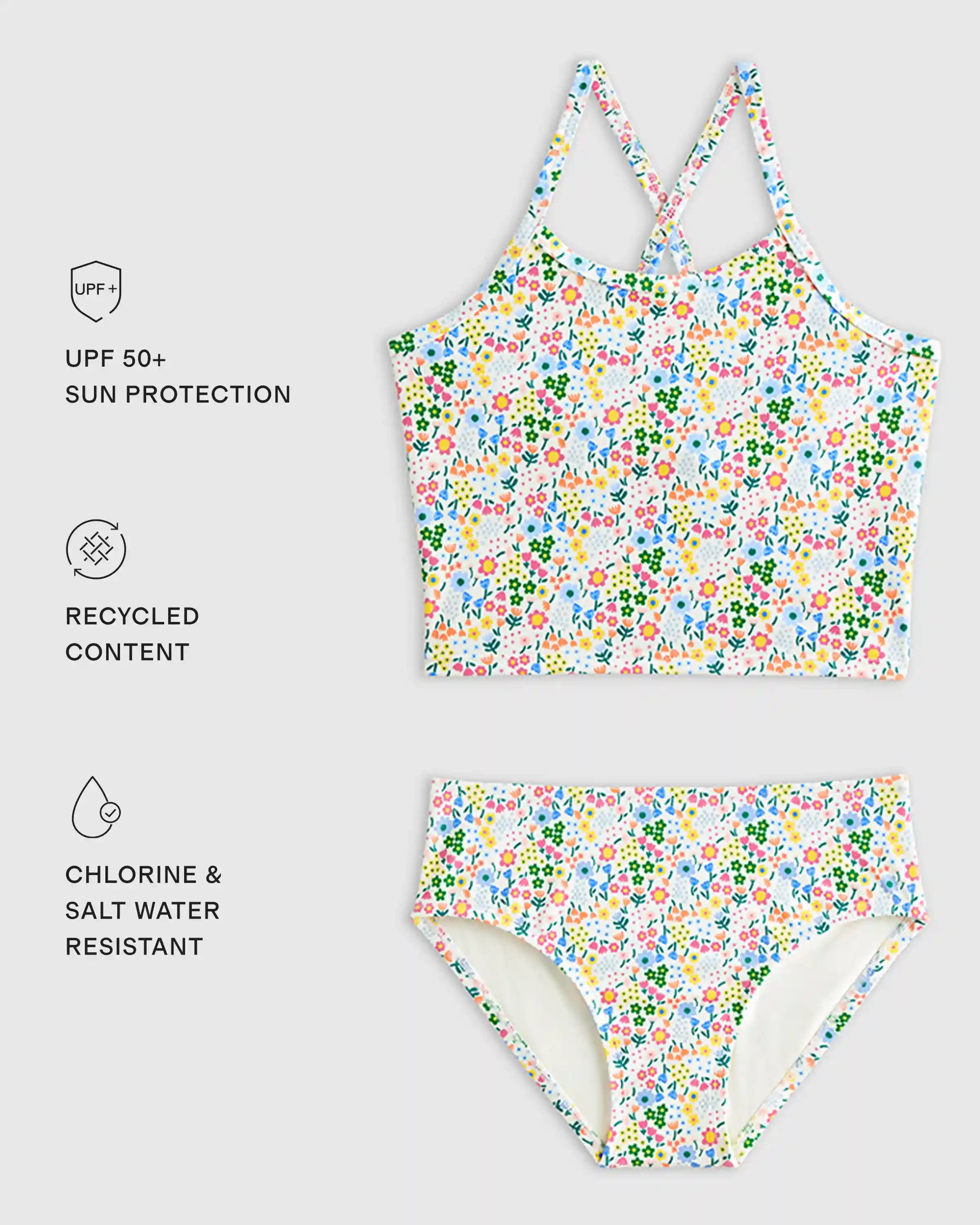 Tankini and Long Sleeve Raglan Rash Guard Set