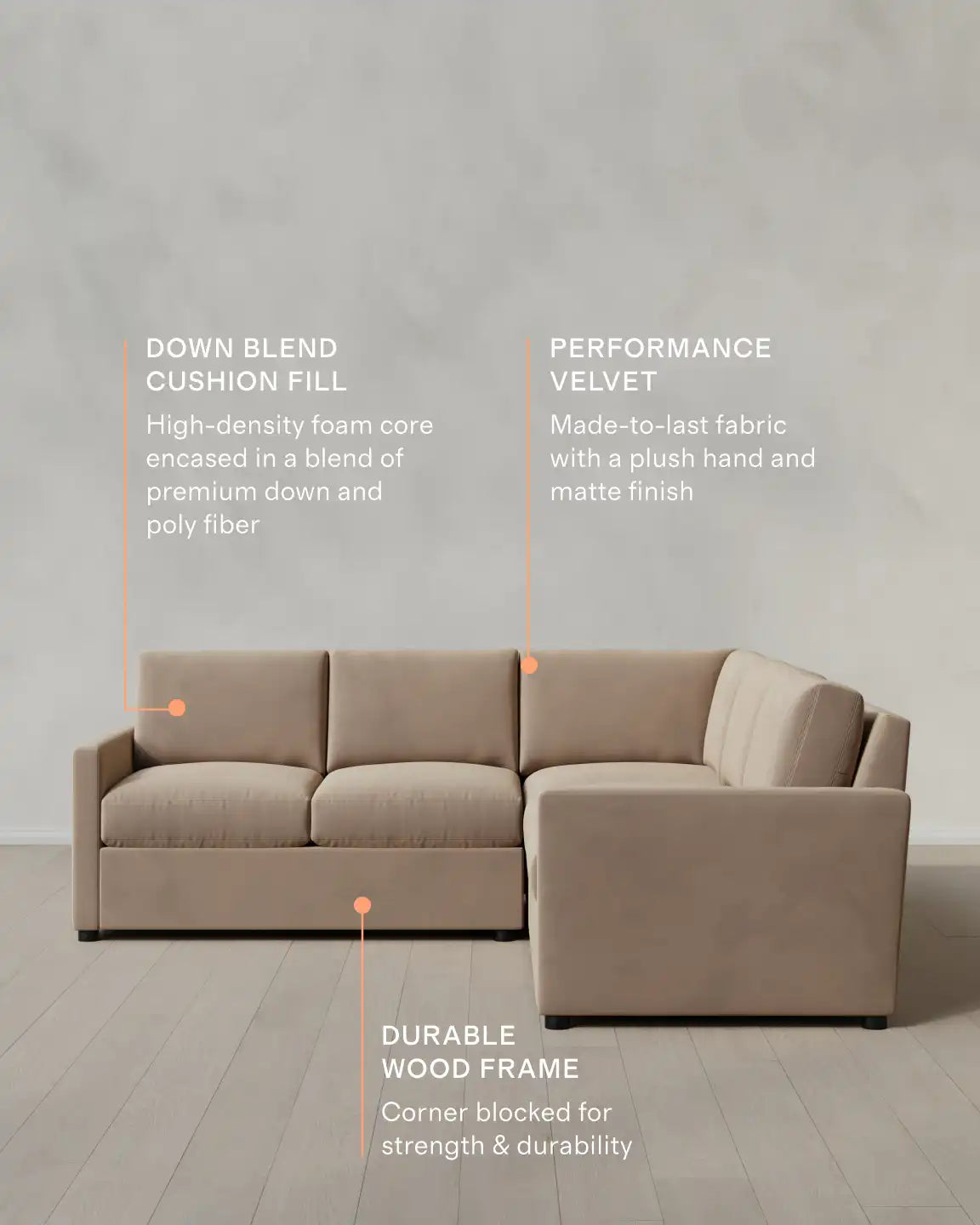 Brennan L Sectional in Performance Velvet