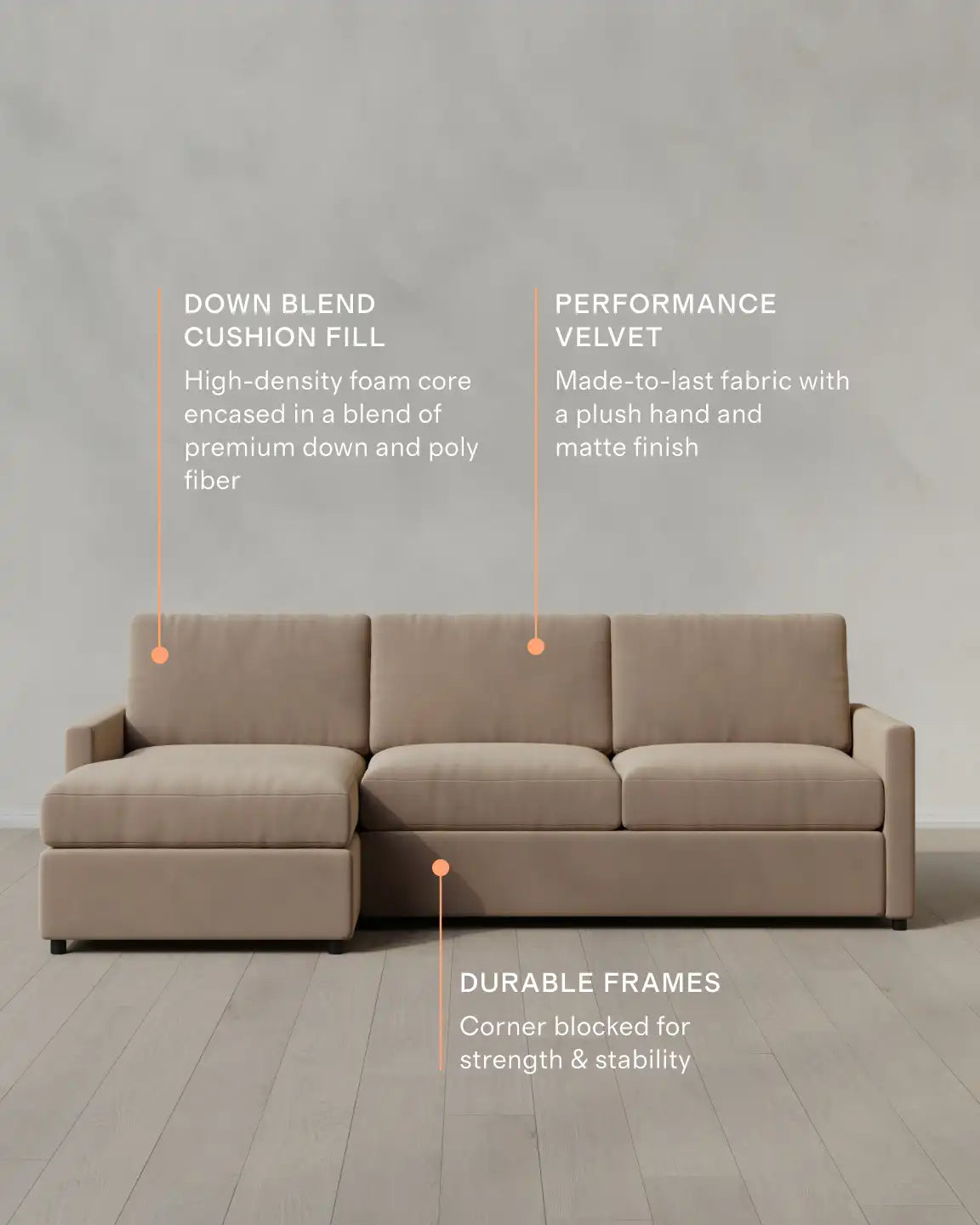 Brennan Chaise Sectional in Performance Velvet