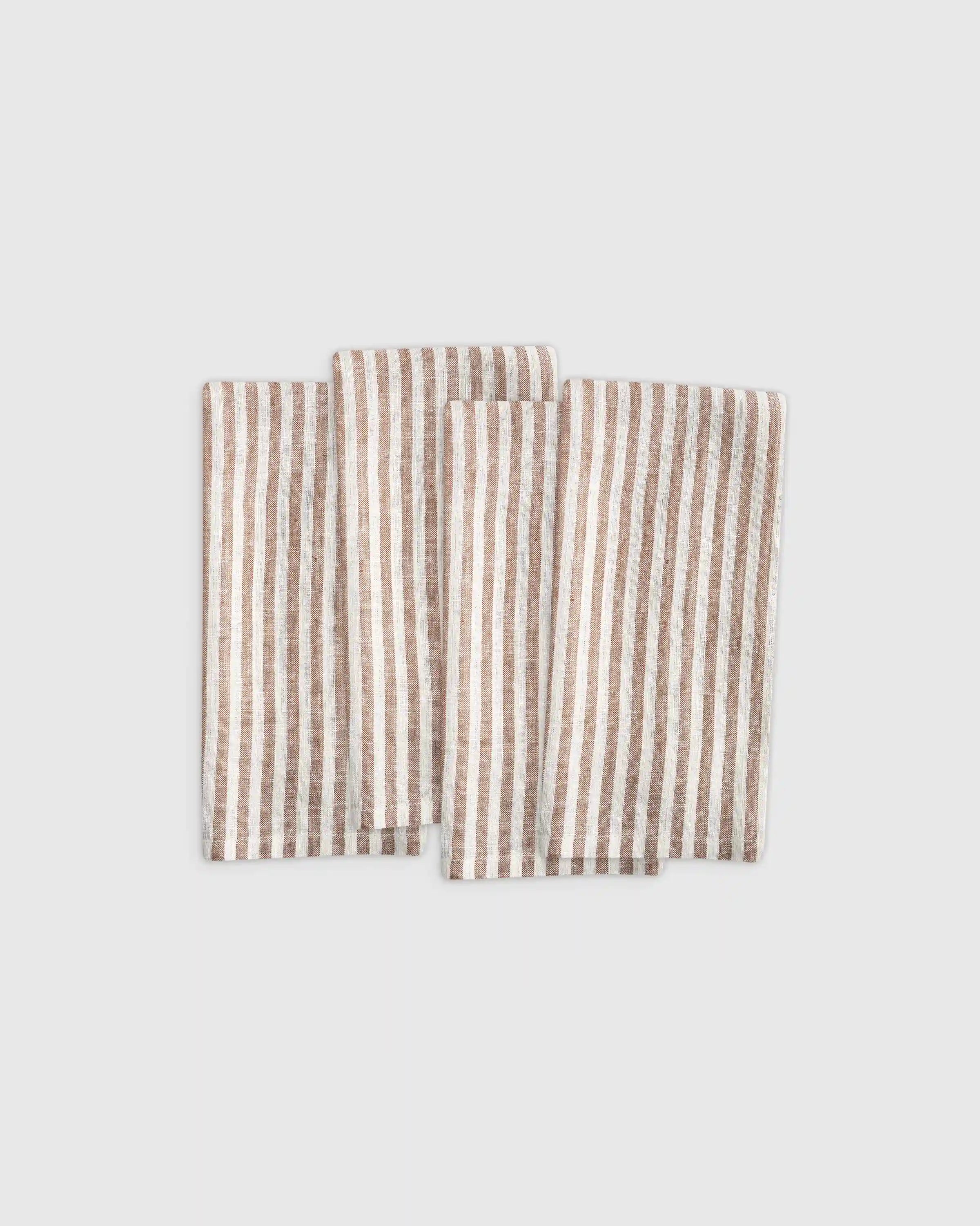 European Linen Stripe Napkins, Set of 4