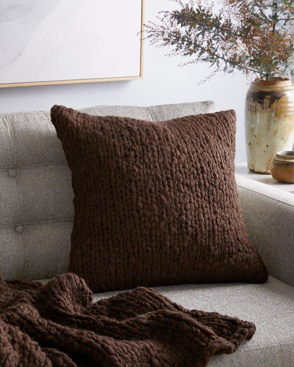 Chunky Hand Knit Wool Pillow Cover (Set of 2)