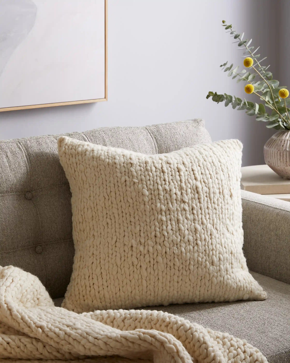 Chunky Hand Knit Wool Pillow Cover (Set of 2)