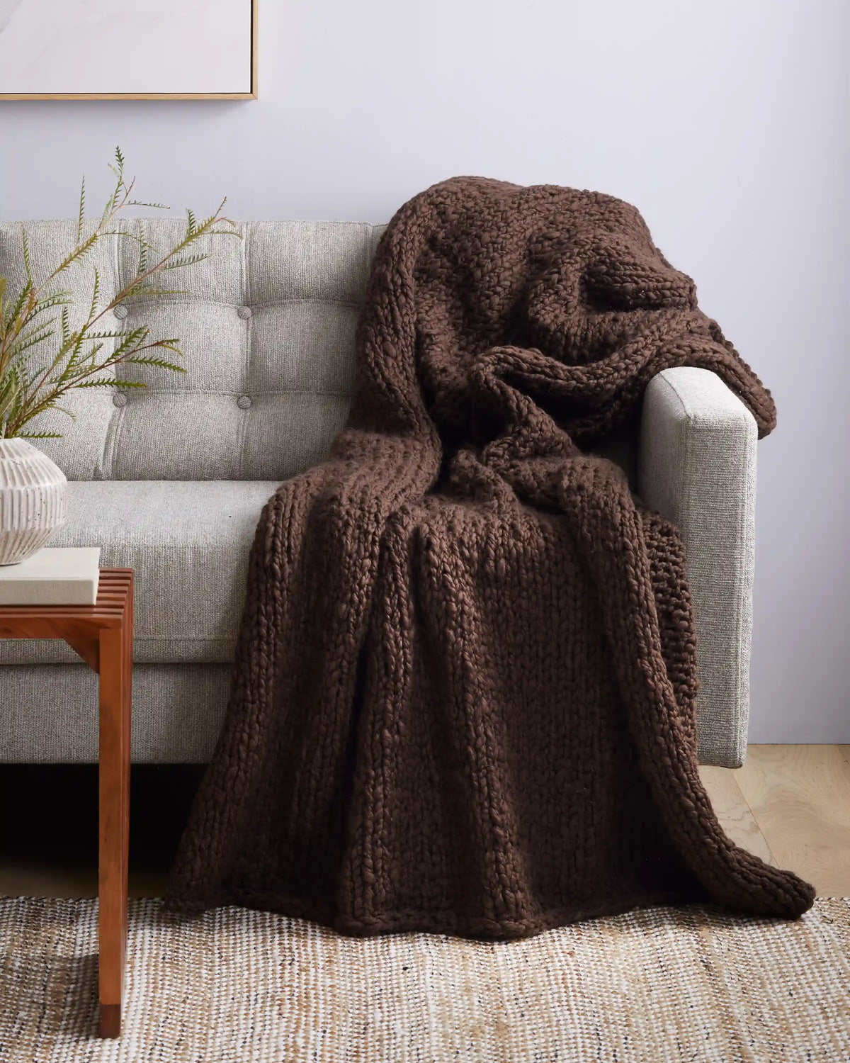 Chunky Hand Knit Wool Throw