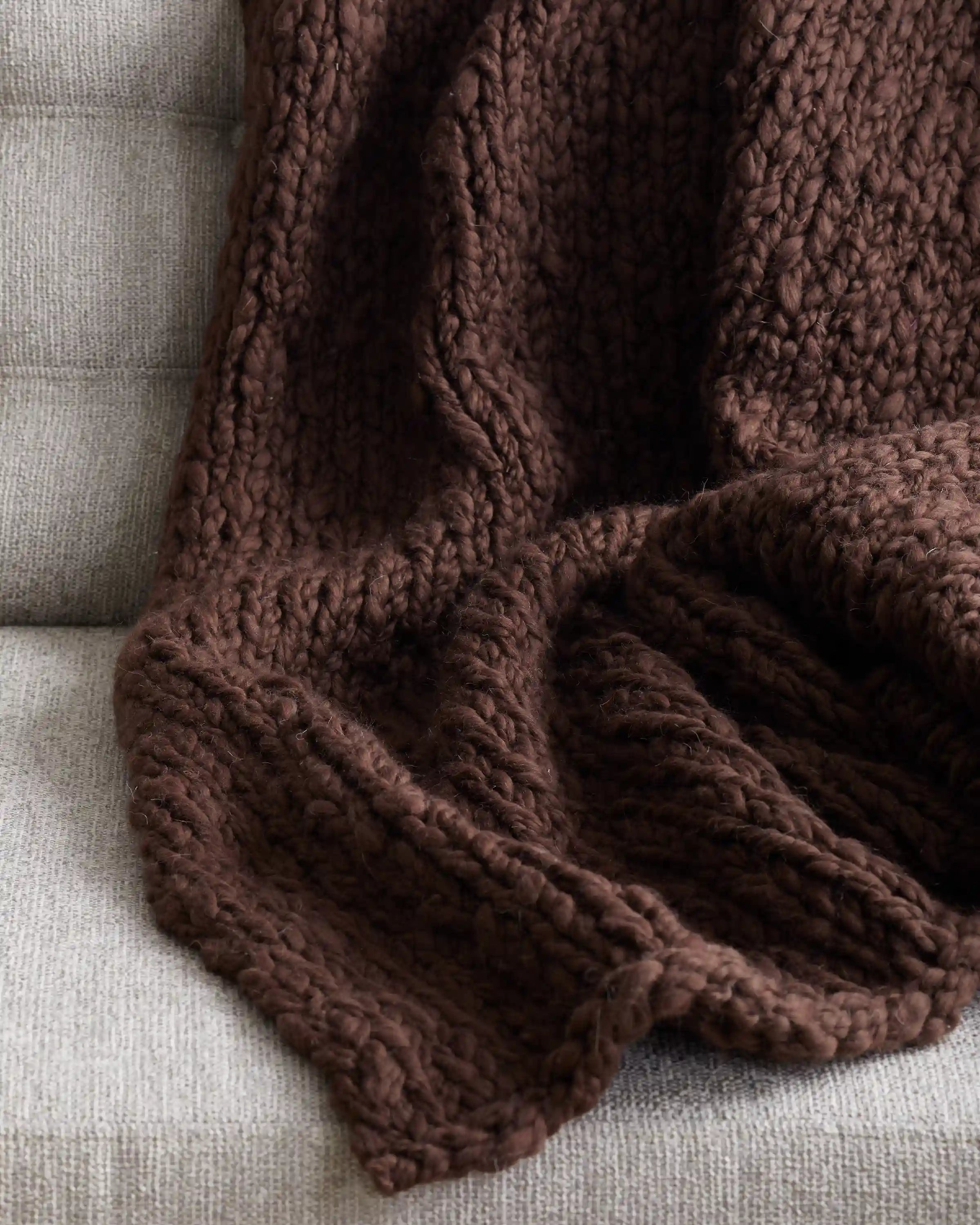 Chunky Hand Knit Wool Throw