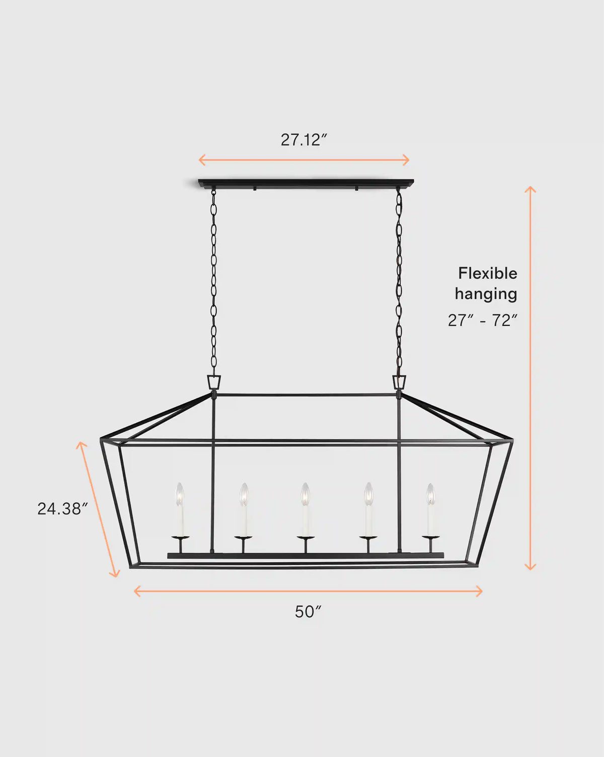Traditional Steel Linear Lantern Chandelier