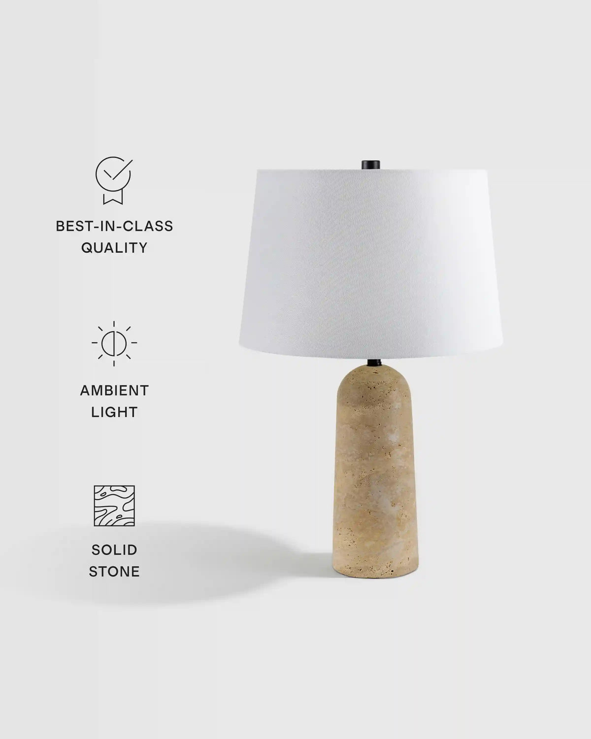 Travertine Table Lamp with Drum Shade