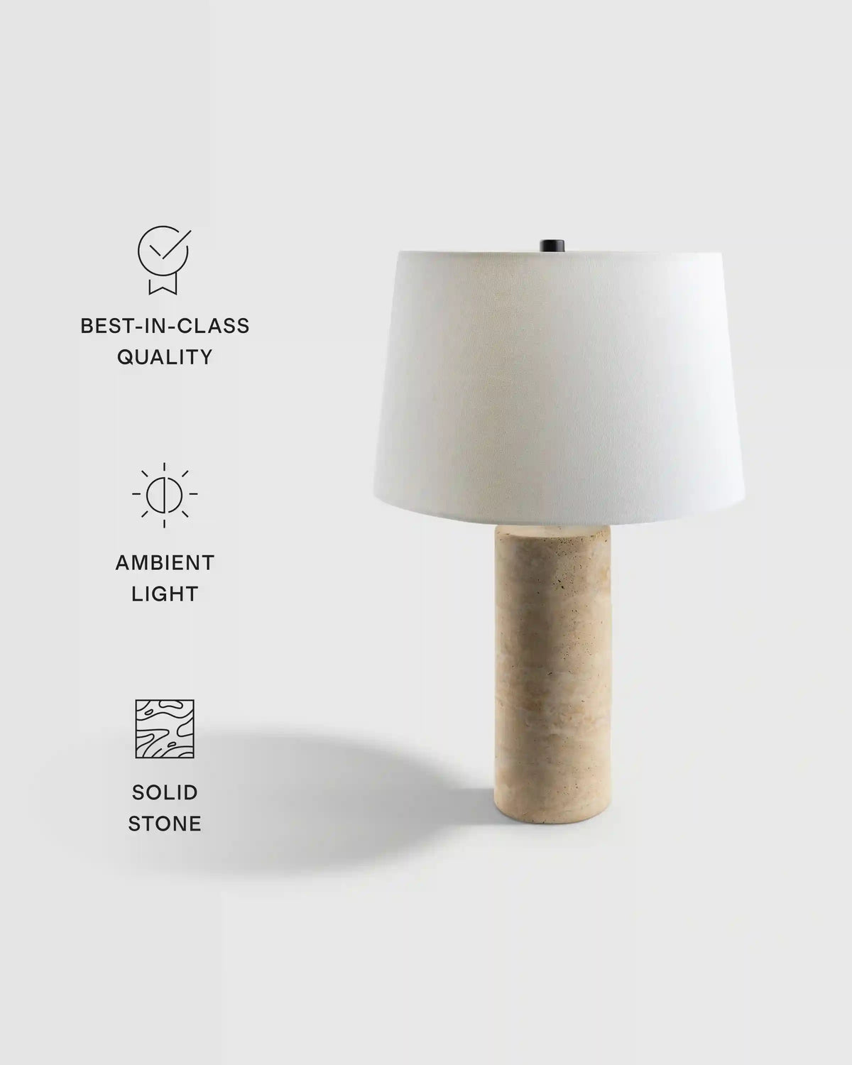 Travertine Table Lamp with Drum Shade