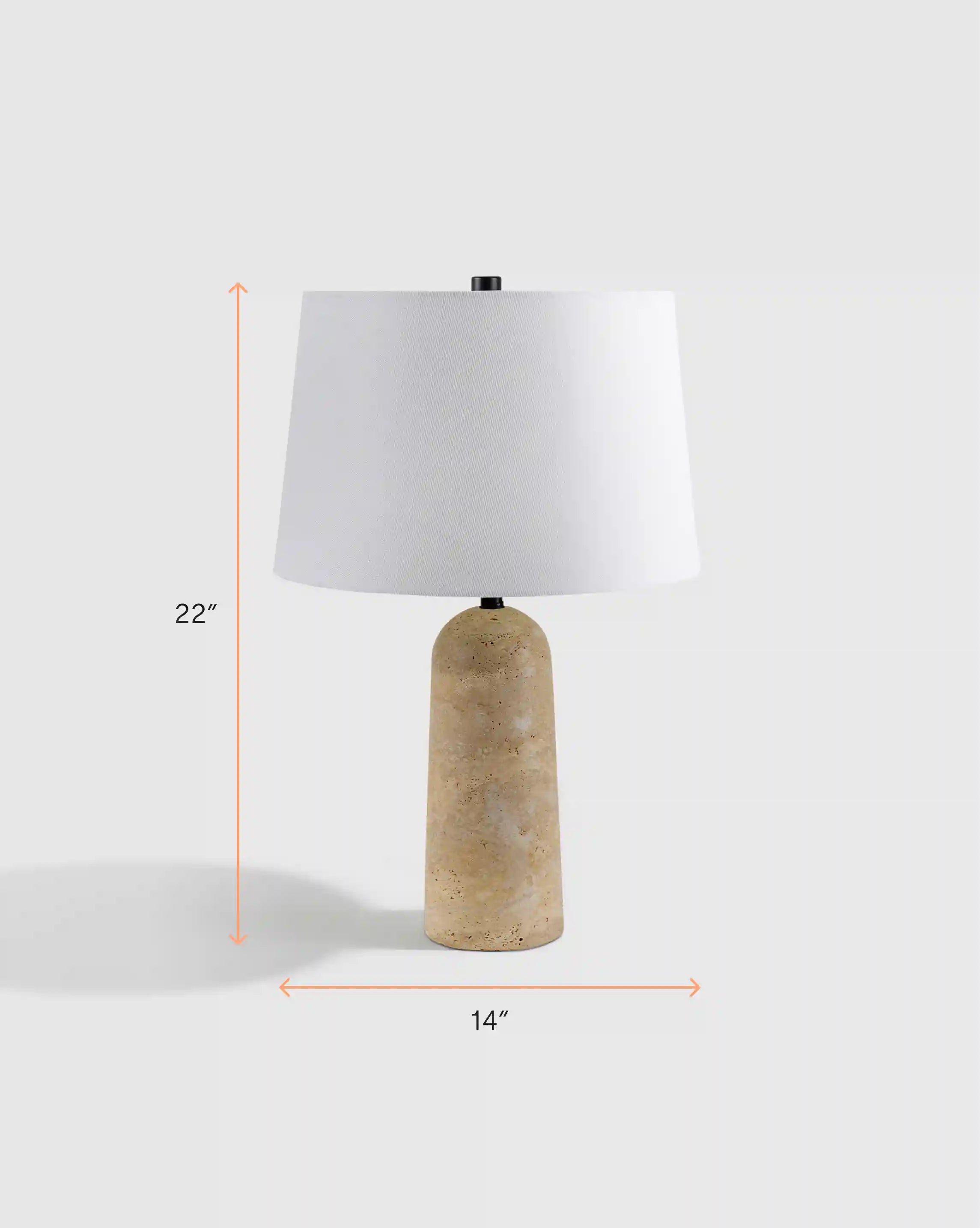 Travertine Table Lamp with Drum Shade