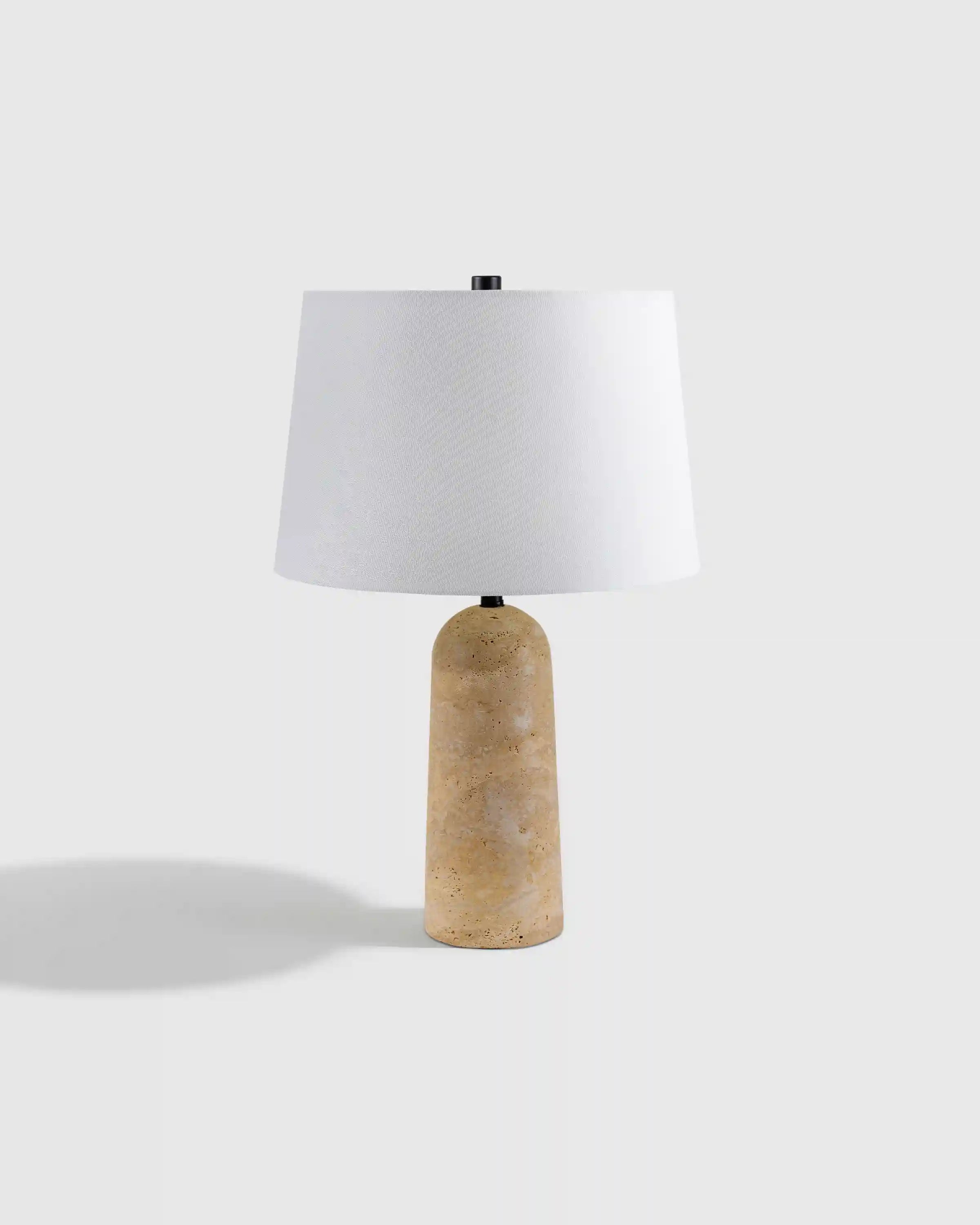 Travertine Table Lamp with Drum Shade