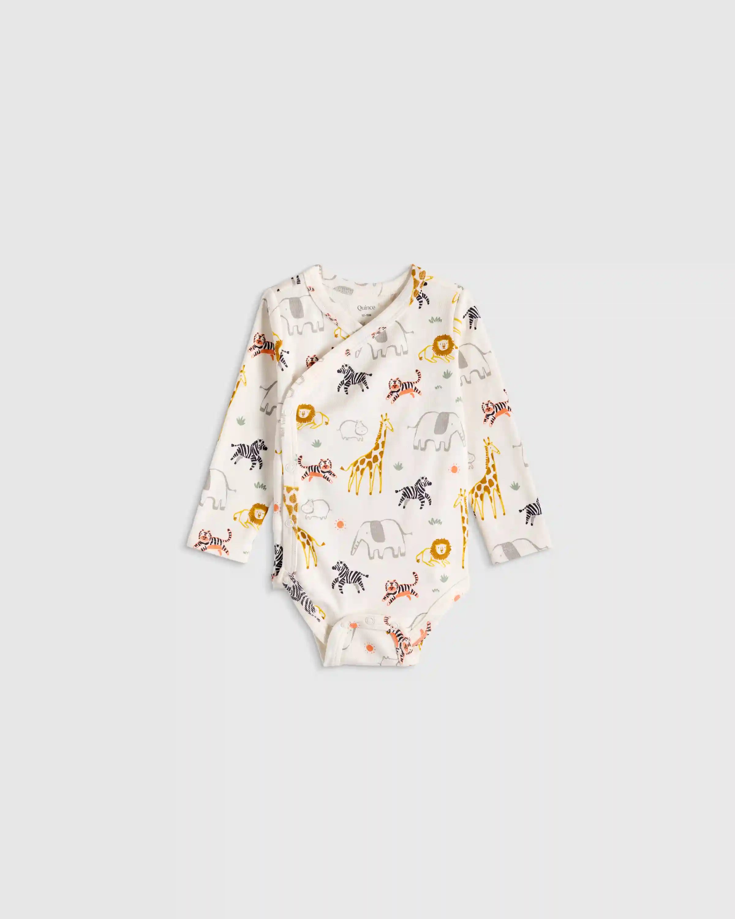 100% Organic Cotton Long Sleeve Kimono Bodysuit