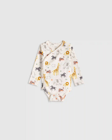 100% Organic Cotton Long Sleeve Kimono Bodysuit