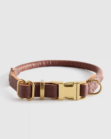 Rolled Italian Leather Dog Collar