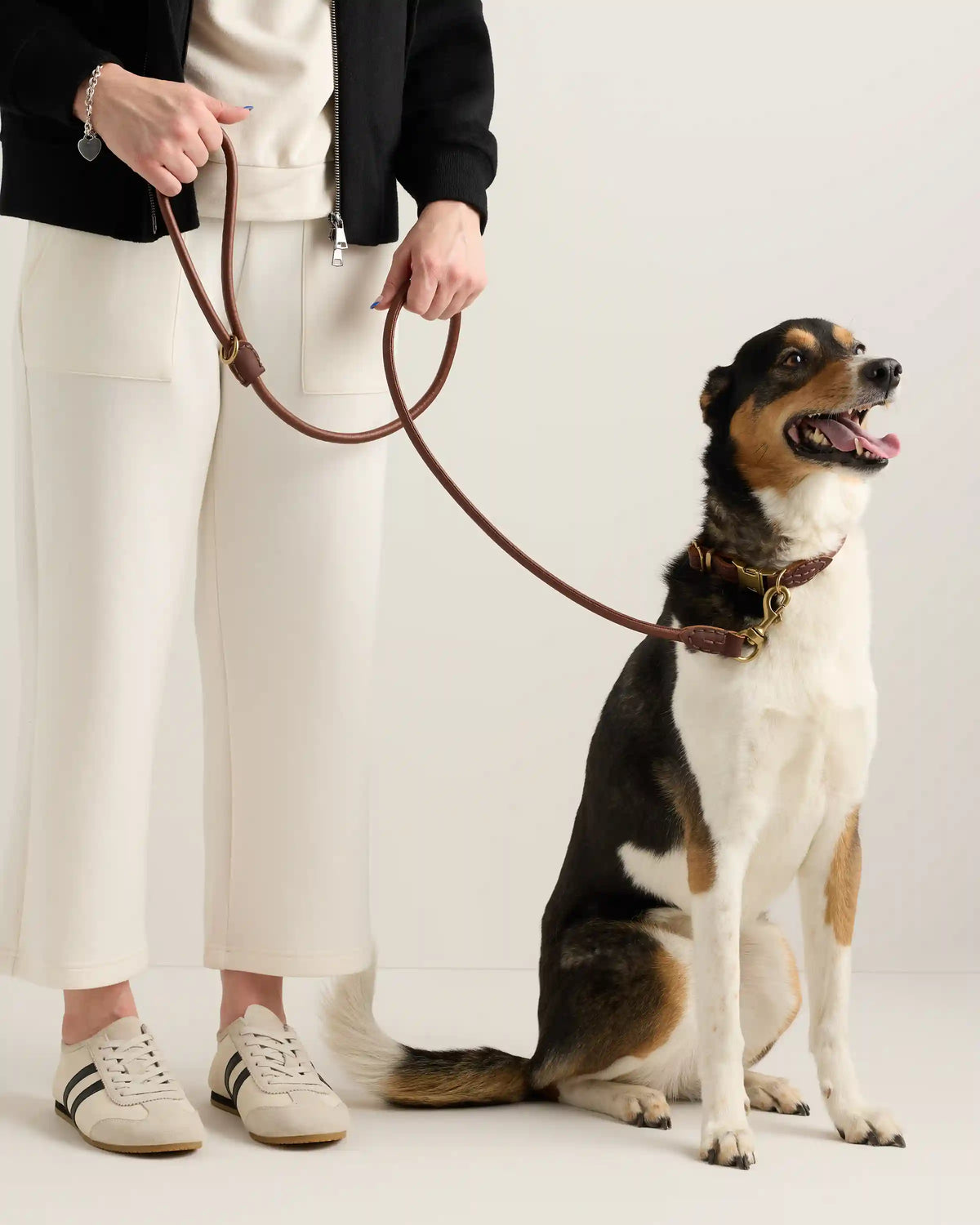 Rolled Italian Leather Dog Leash