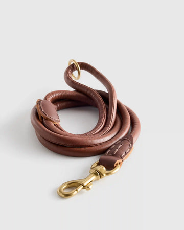 Rolled Italian Leather Dog Leash