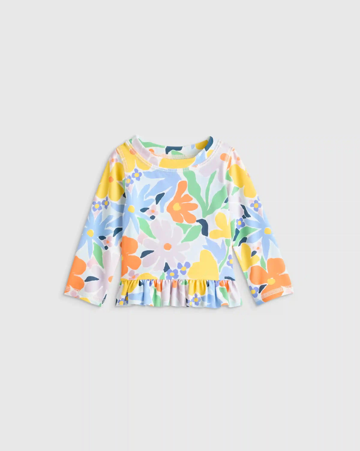 Long Sleeve Ruffle Rash Guard Two-Piece Swimsuit