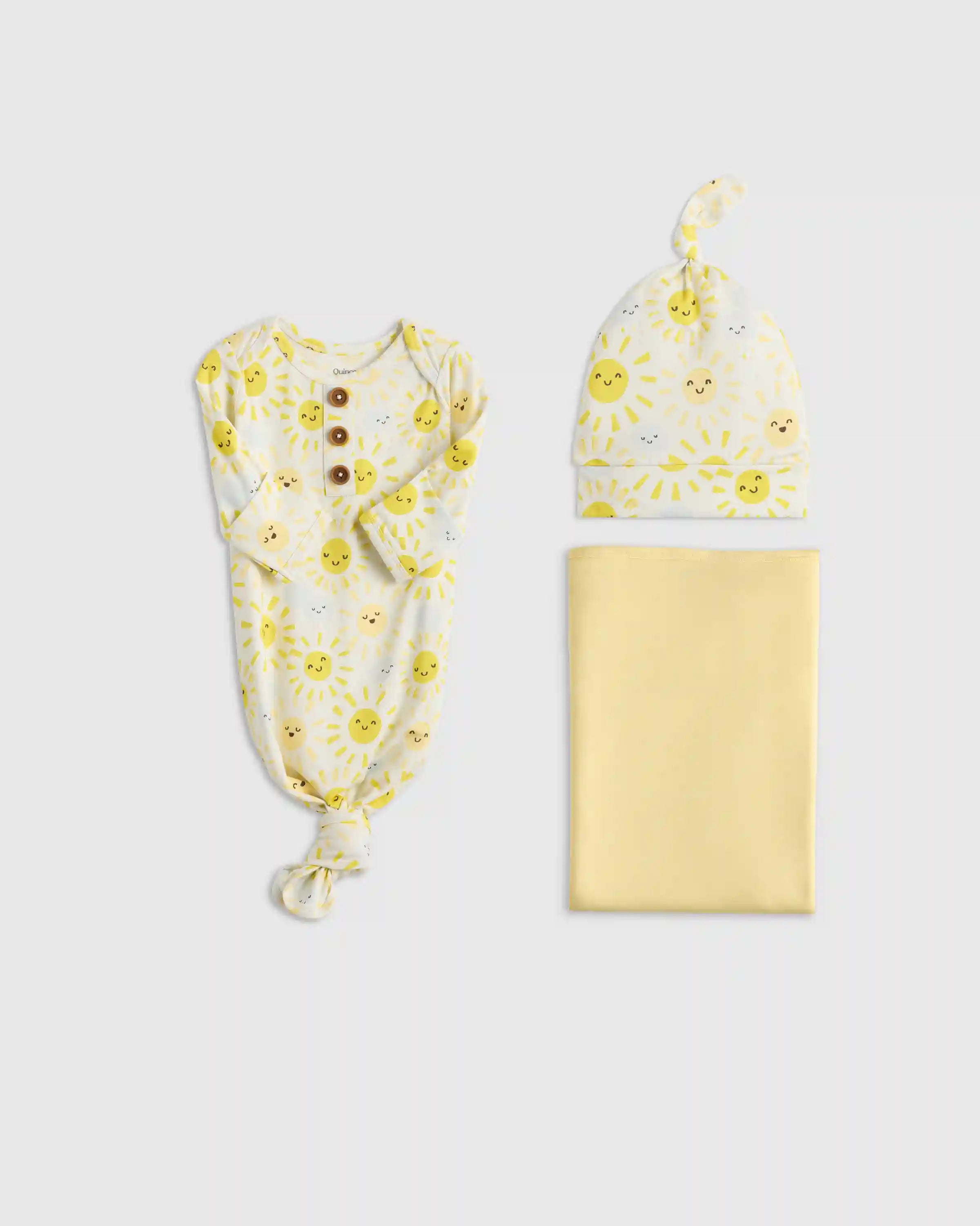 Bamboo Gown, Hat & Swaddle Layette Set