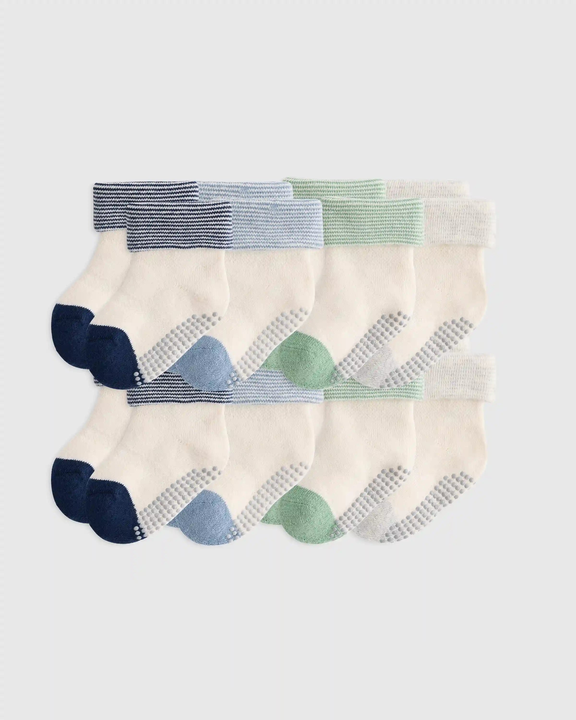 Organic Cotton Gripper Fold Over Socks 8-Pack