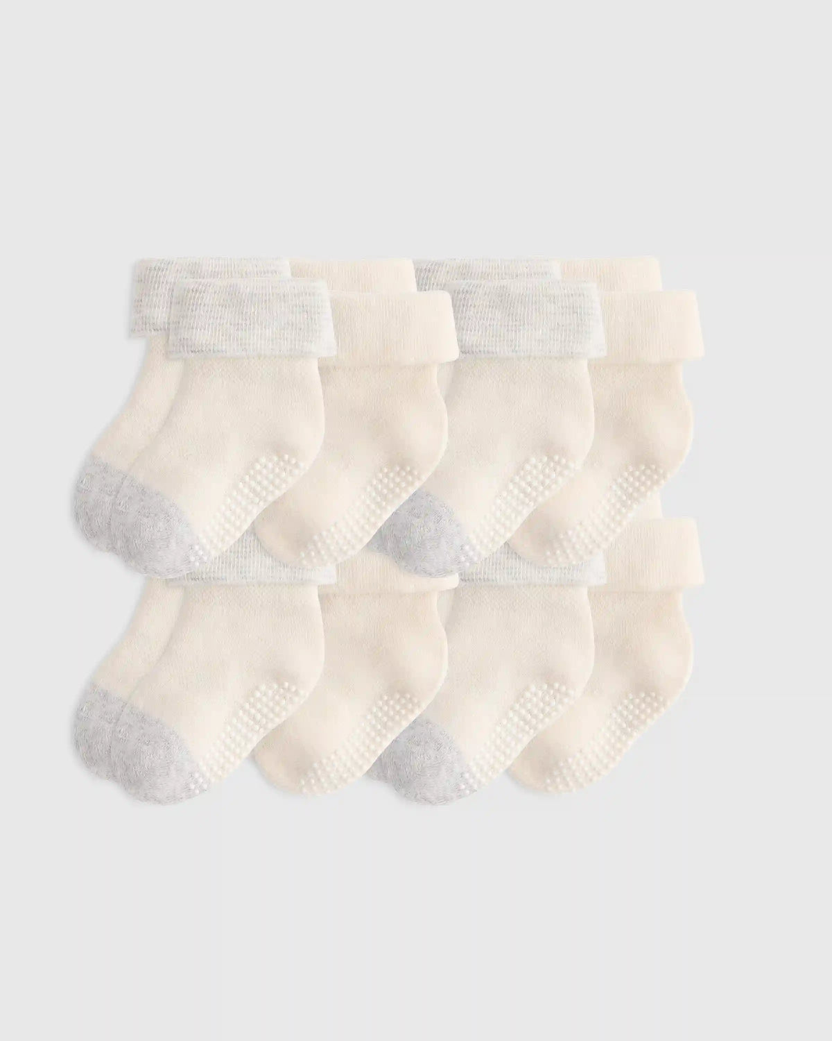 Organic Cotton Gripper Fold Over Socks 8-Pack