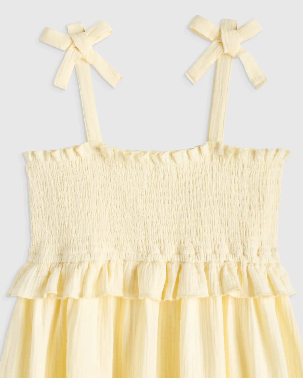 Girls Sleeveless Smocked Organic Cotton Gauze Dress