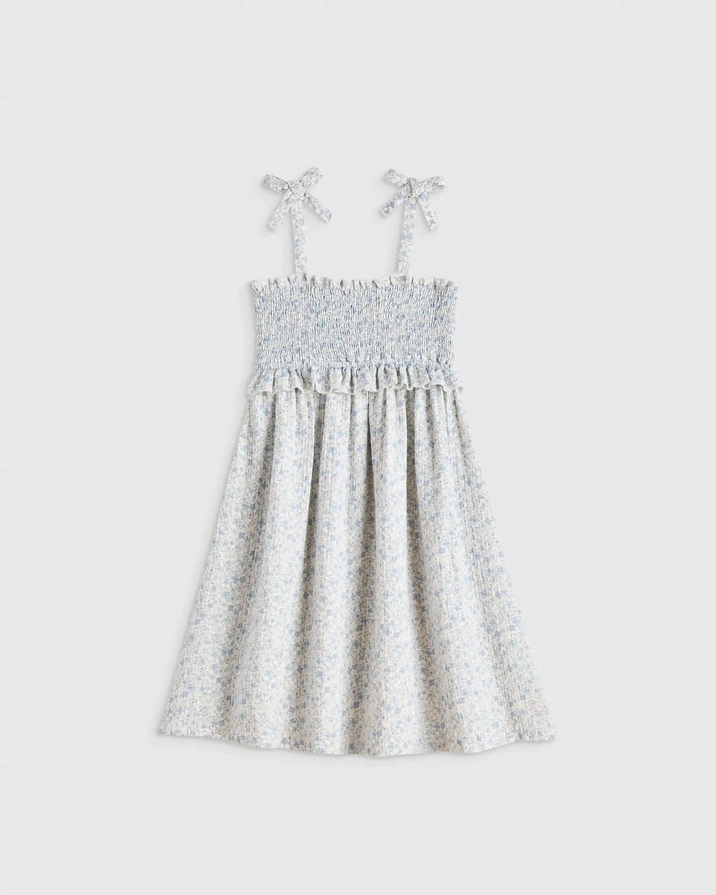 Girls Sleeveless Smocked Organic Cotton Gauze Dress