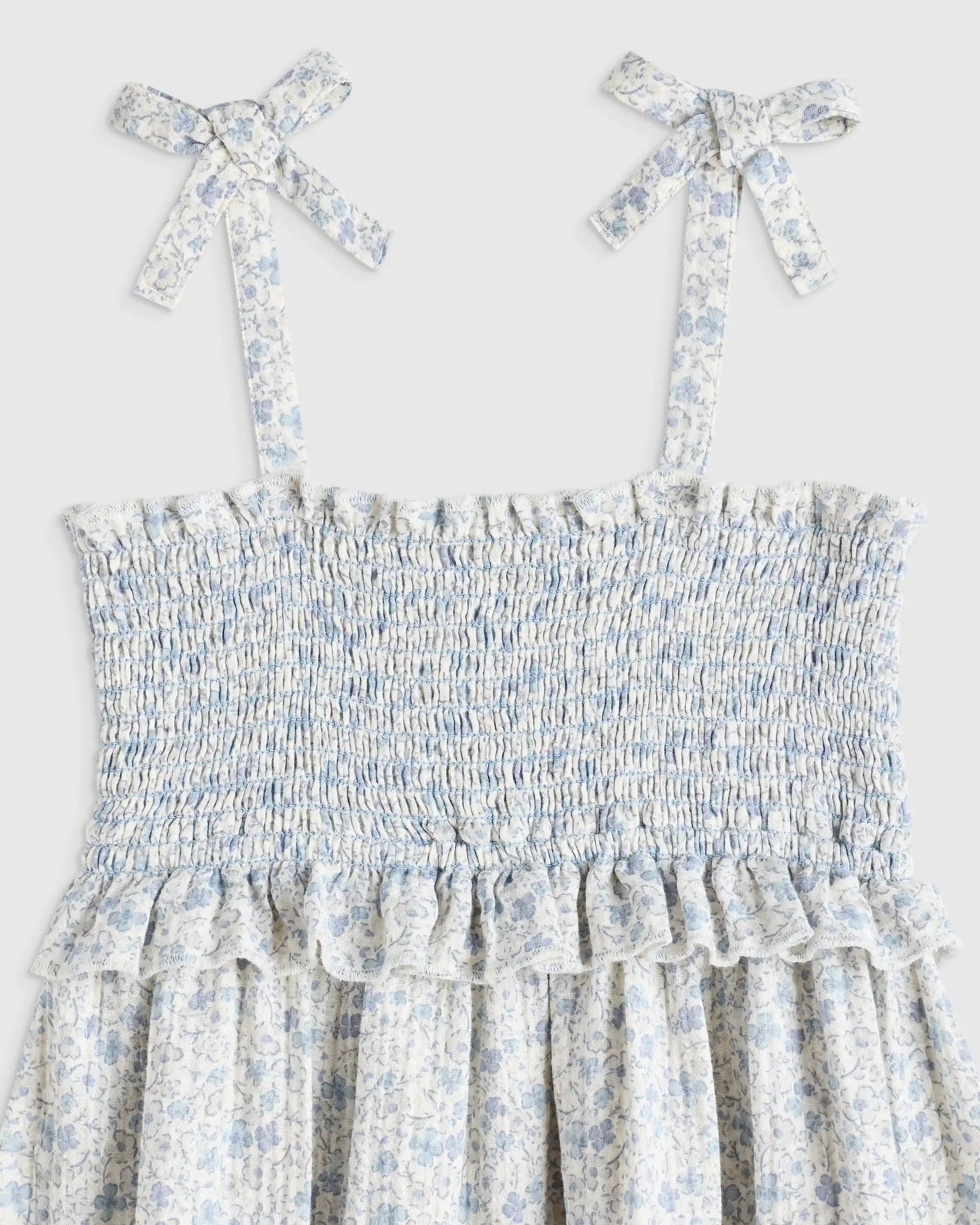 Girls Sleeveless Smocked Organic Cotton Gauze Dress
