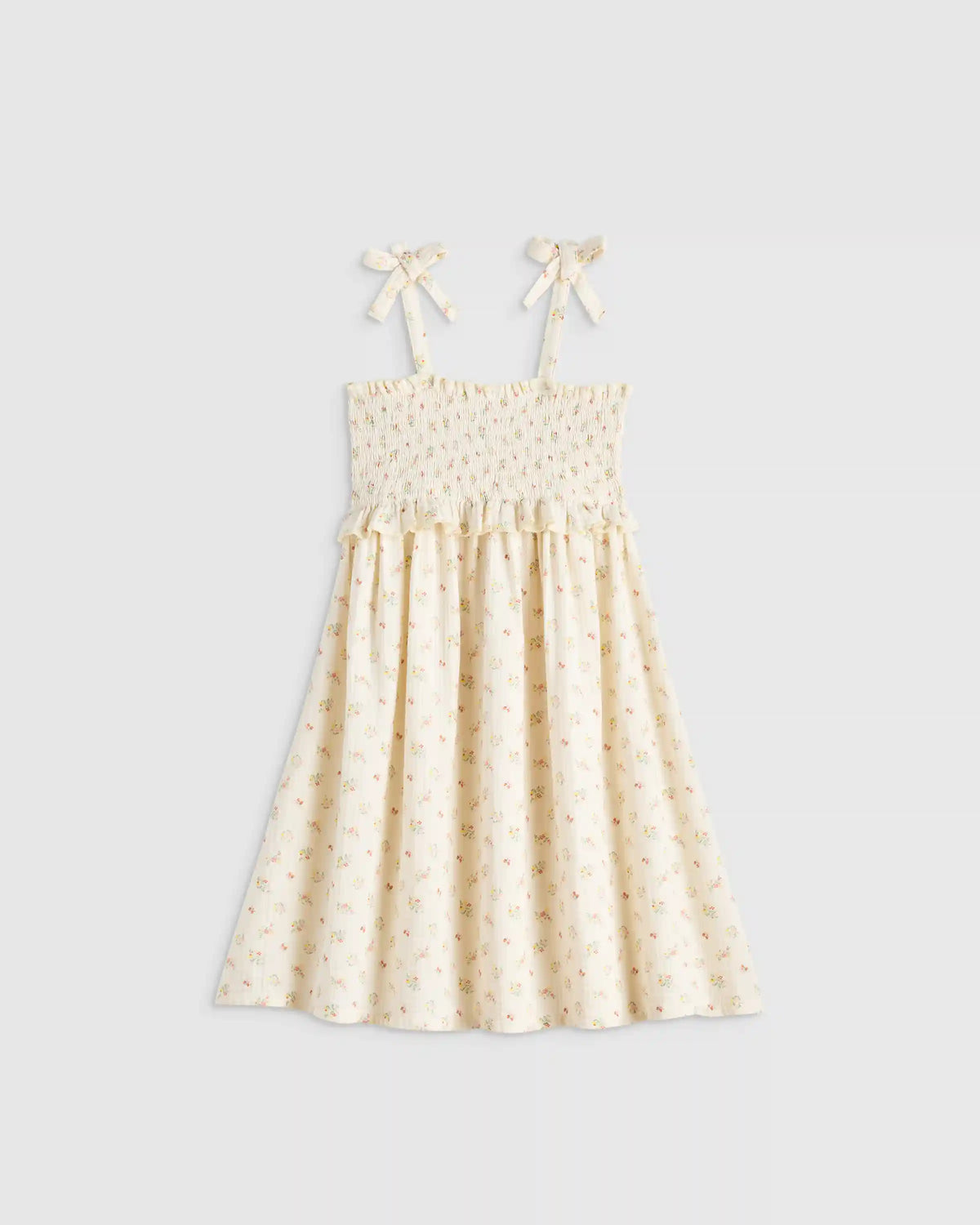 Girls Sleeveless Smocked Organic Cotton Gauze Dress