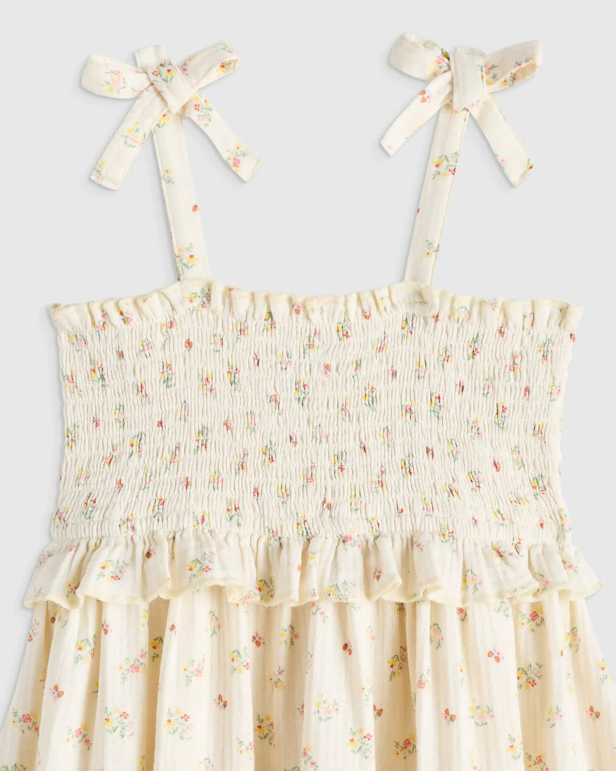 Girls Sleeveless Smocked Organic Cotton Gauze Dress