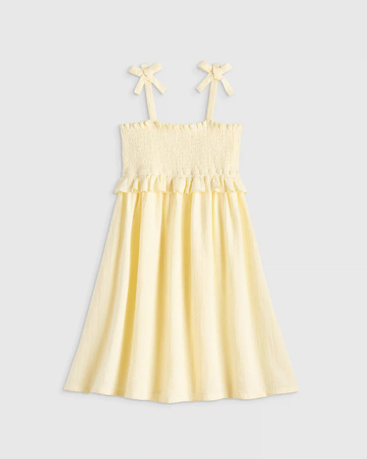 Girls Sleeveless Smocked Organic Cotton Gauze Dress