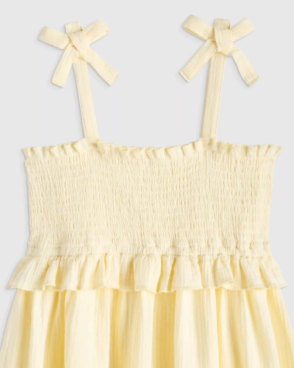 Girls Sleeveless Smocked Organic Cotton Gauze Dress