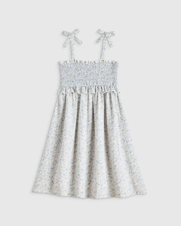 Girls Sleeveless Smocked Organic Cotton Gauze Dress