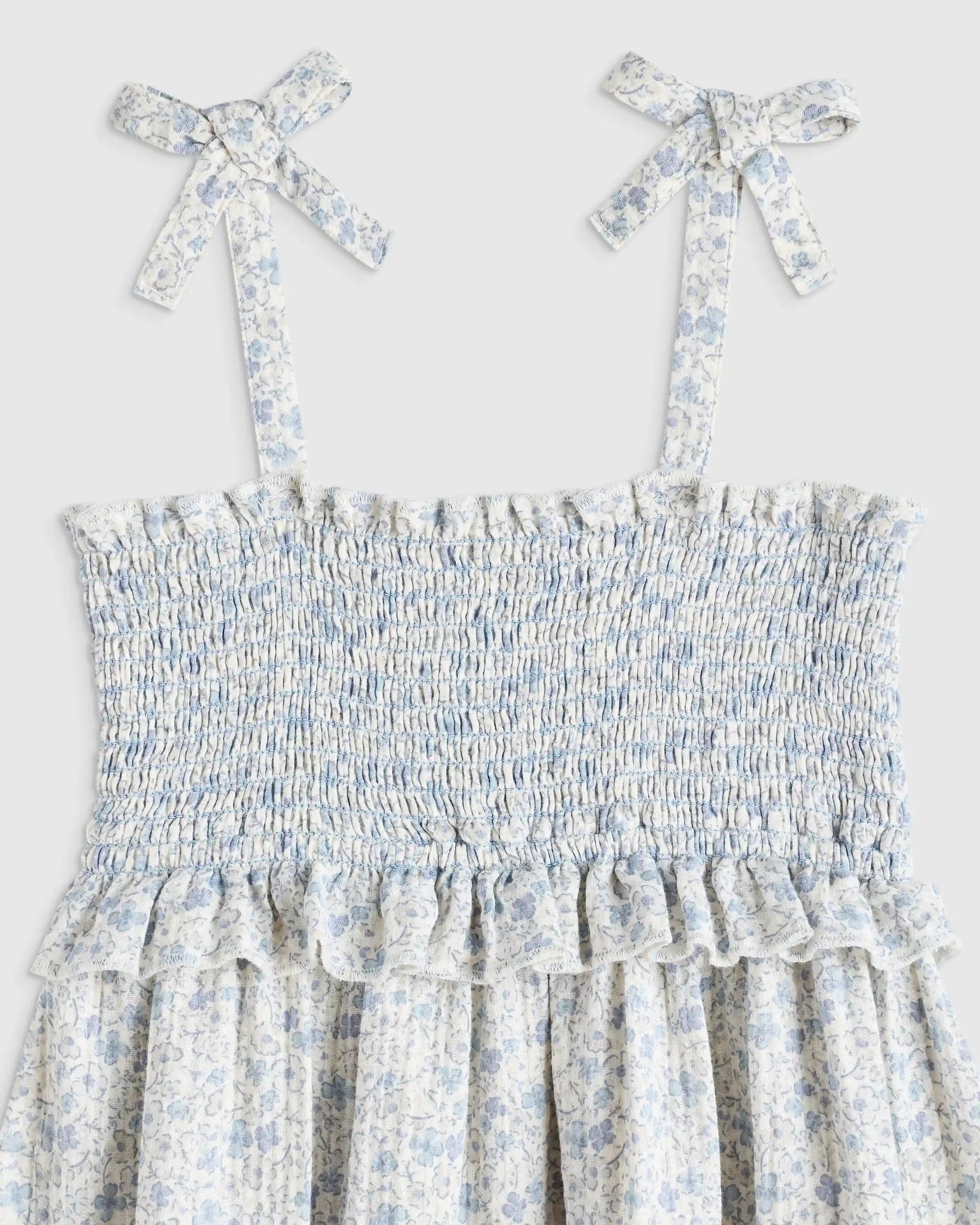 Girls Sleeveless Smocked Organic Cotton Gauze Dress