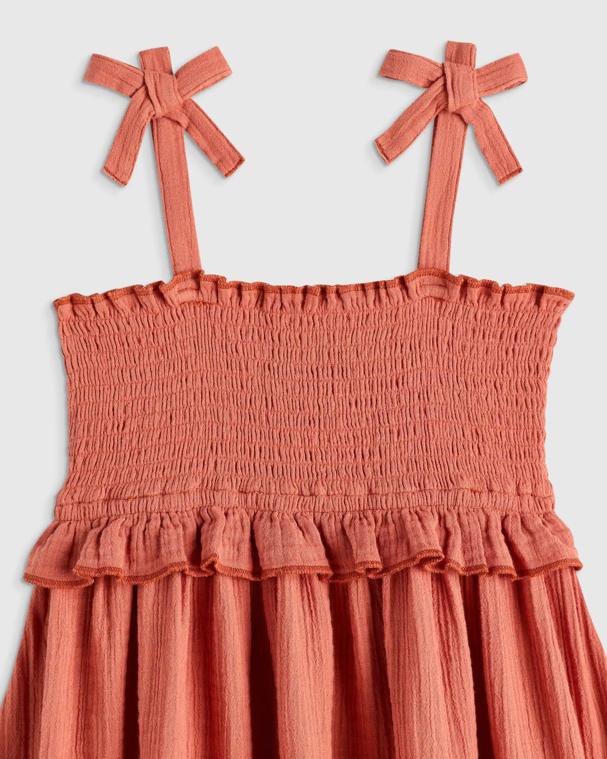 Girls Sleeveless Smocked Organic Cotton Gauze Dress