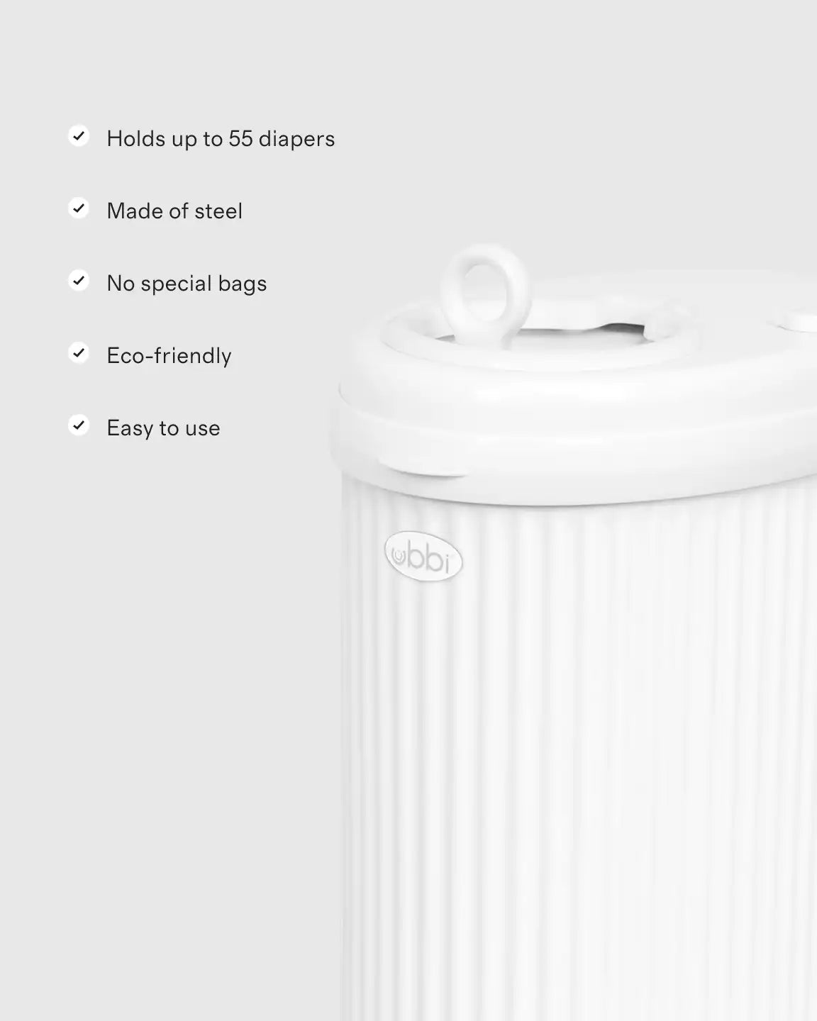 Ubbi Fluted Stainless Steel Diaper Pail
