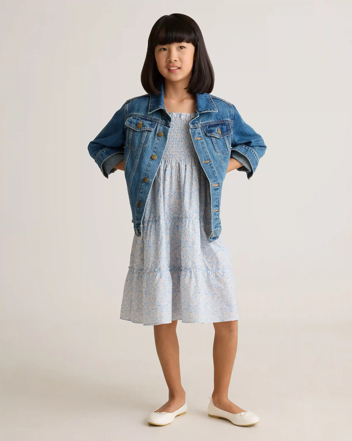 100% Organic Cotton Poplin Smocked Dress