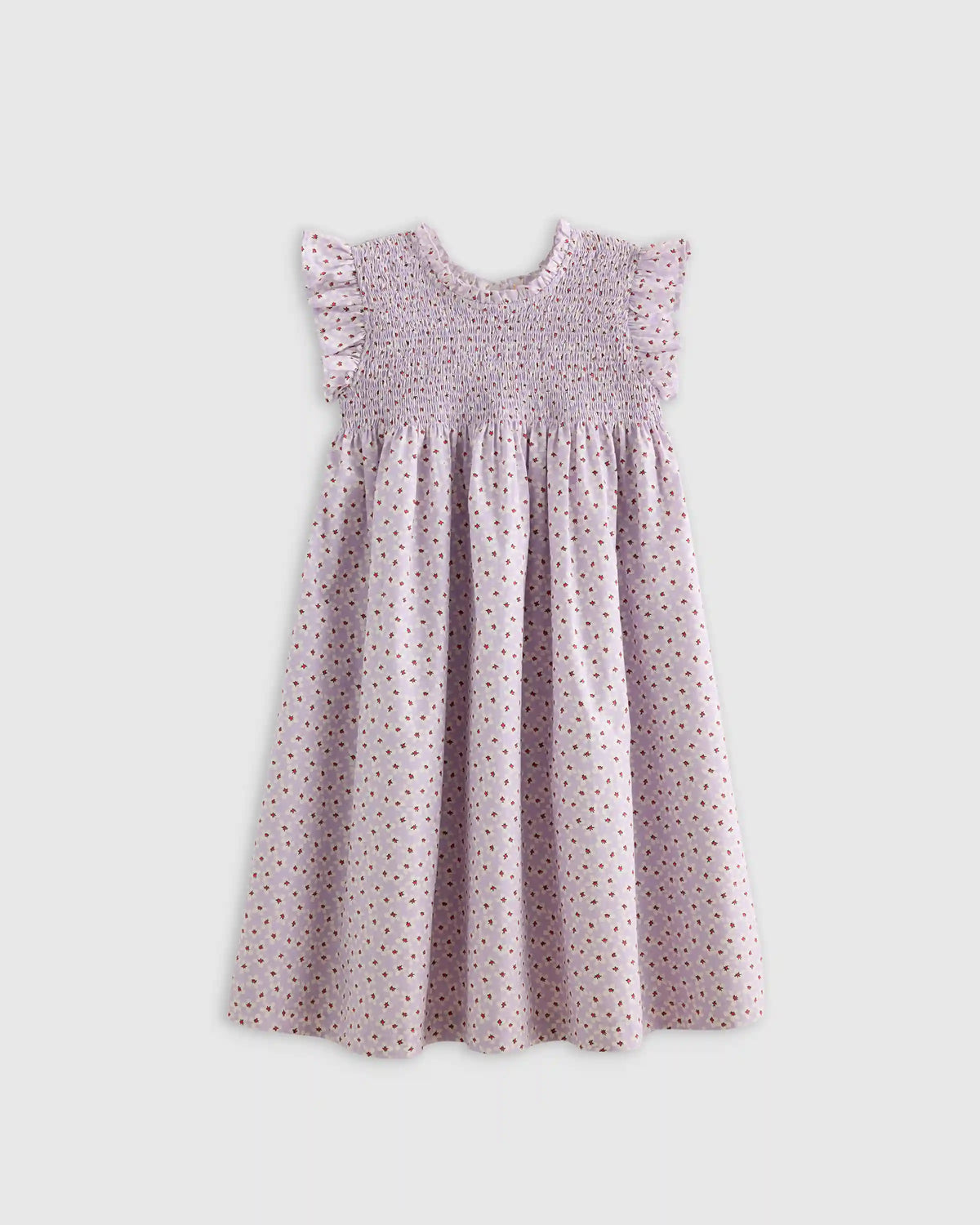 100% Organic Cotton Poplin Smocked Flutter Sleeve Dress