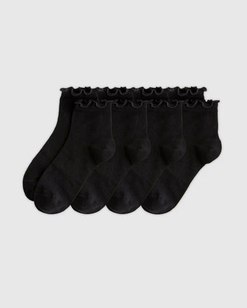 Everyday Lightweight Cotton Ruffle Quarter Crew Sock (4-pack)