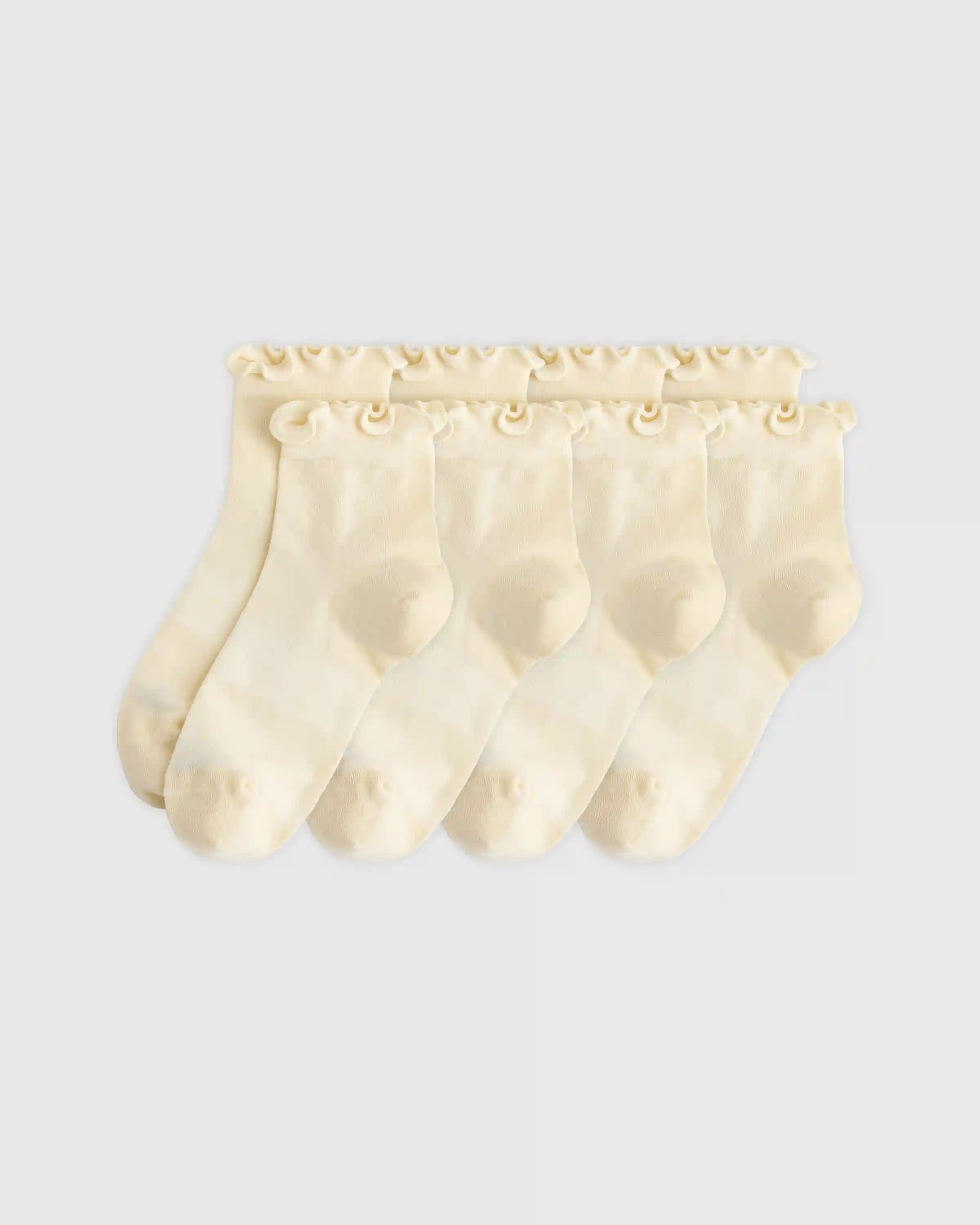 Everyday Lightweight Cotton Ruffle Quarter Crew Sock (4-pack)