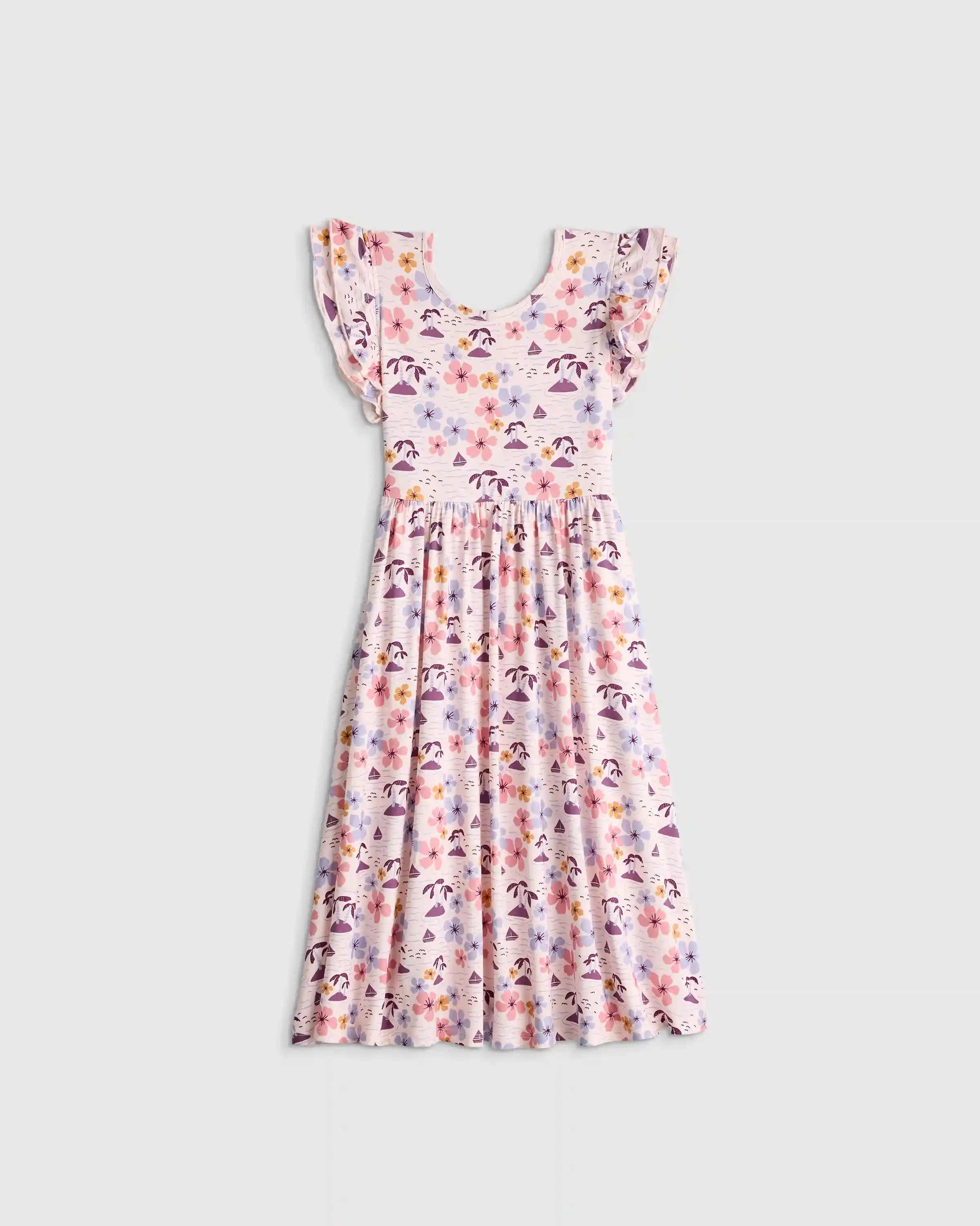 Bamboo Short Sleeve Flutter Twirl Dress