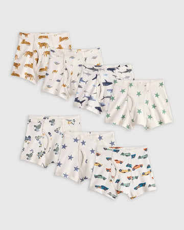 Boys 100% Organic Cotton Boxer Brief 7-Pack