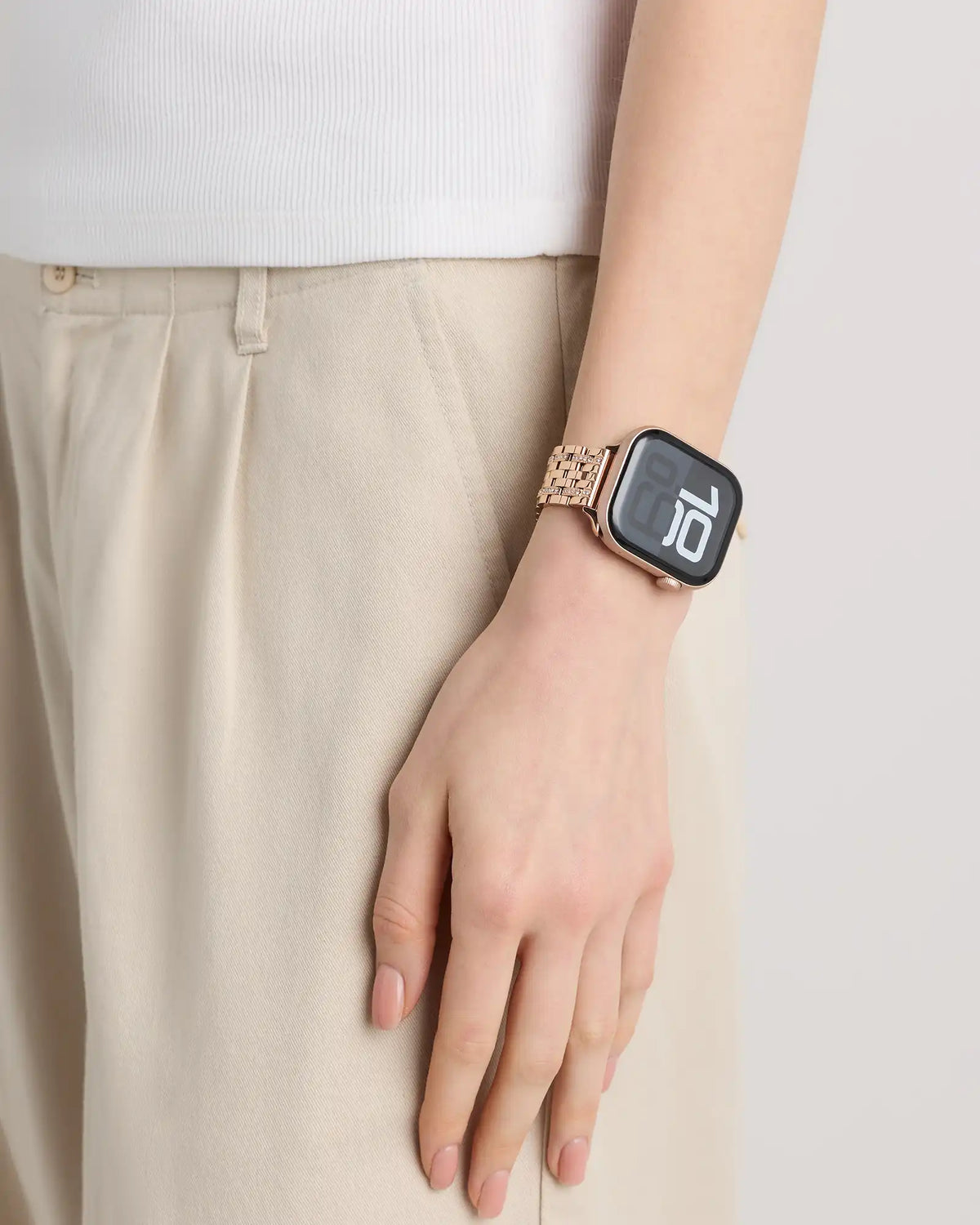 Stainless Steel & Pave Bracelet Smartwatch Band