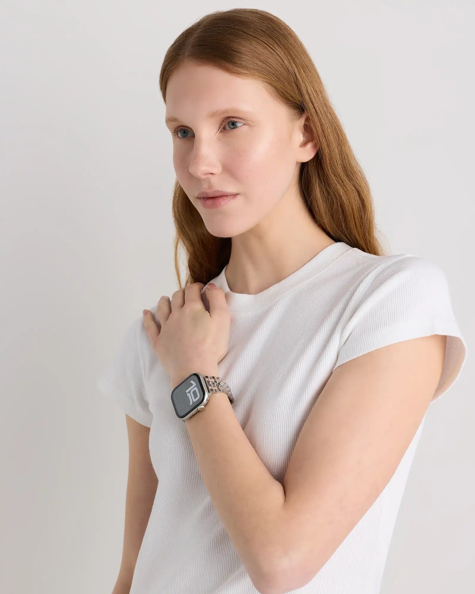 Stainless Steel & Pave Bracelet Smartwatch Band