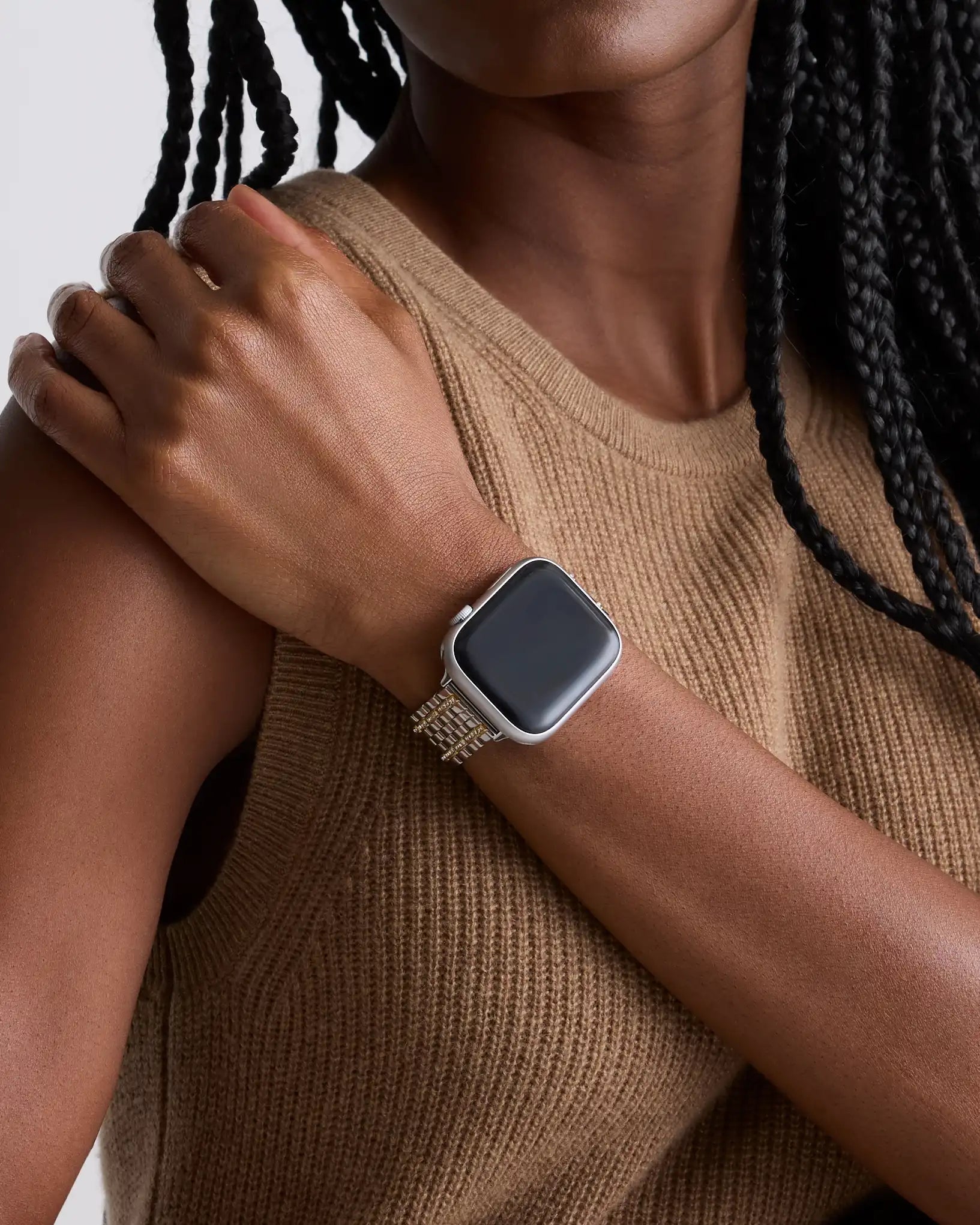 Stainless Steel & Pave Bracelet Smartwatch Band