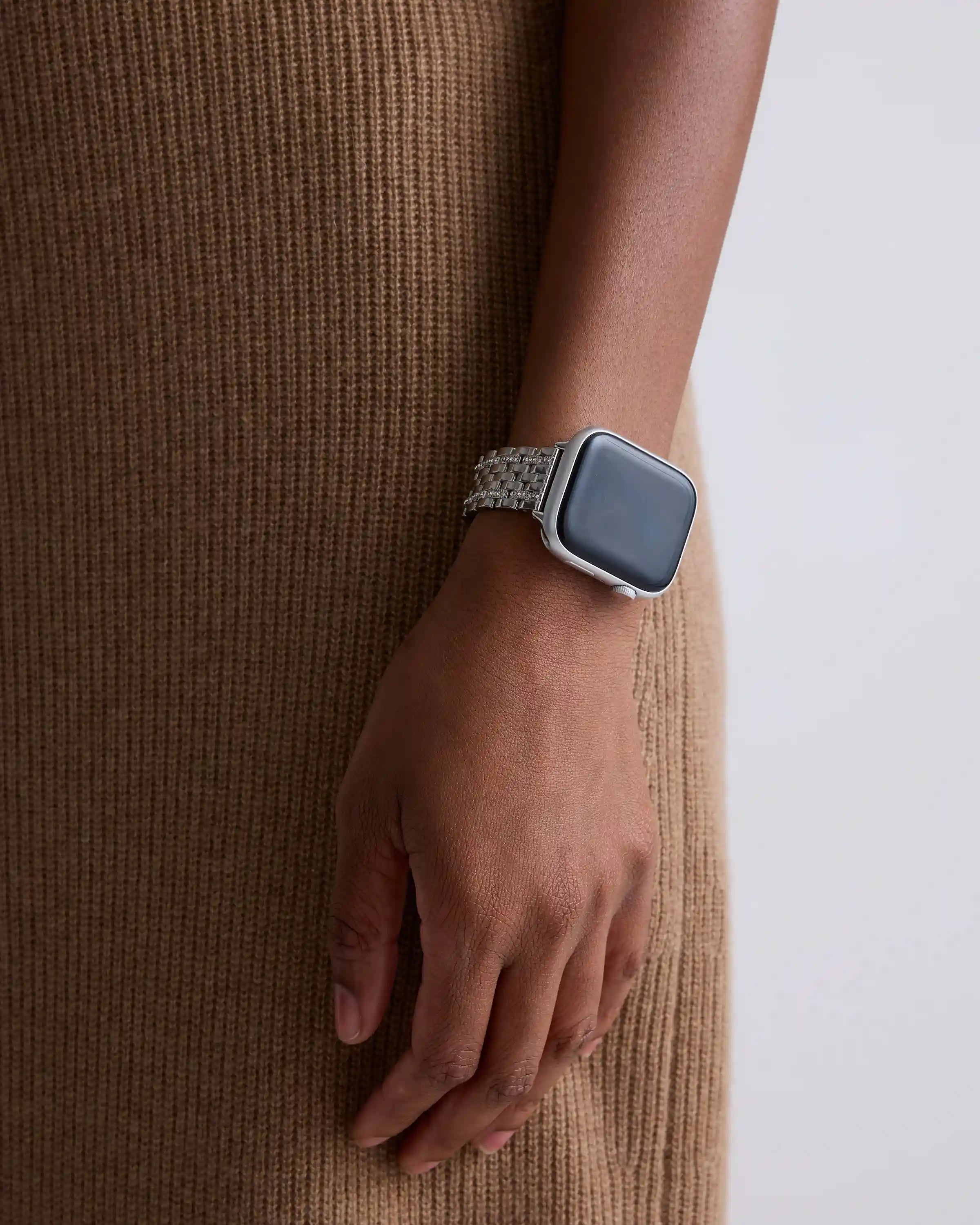 Stainless Steel & Pave Bracelet Smartwatch Band