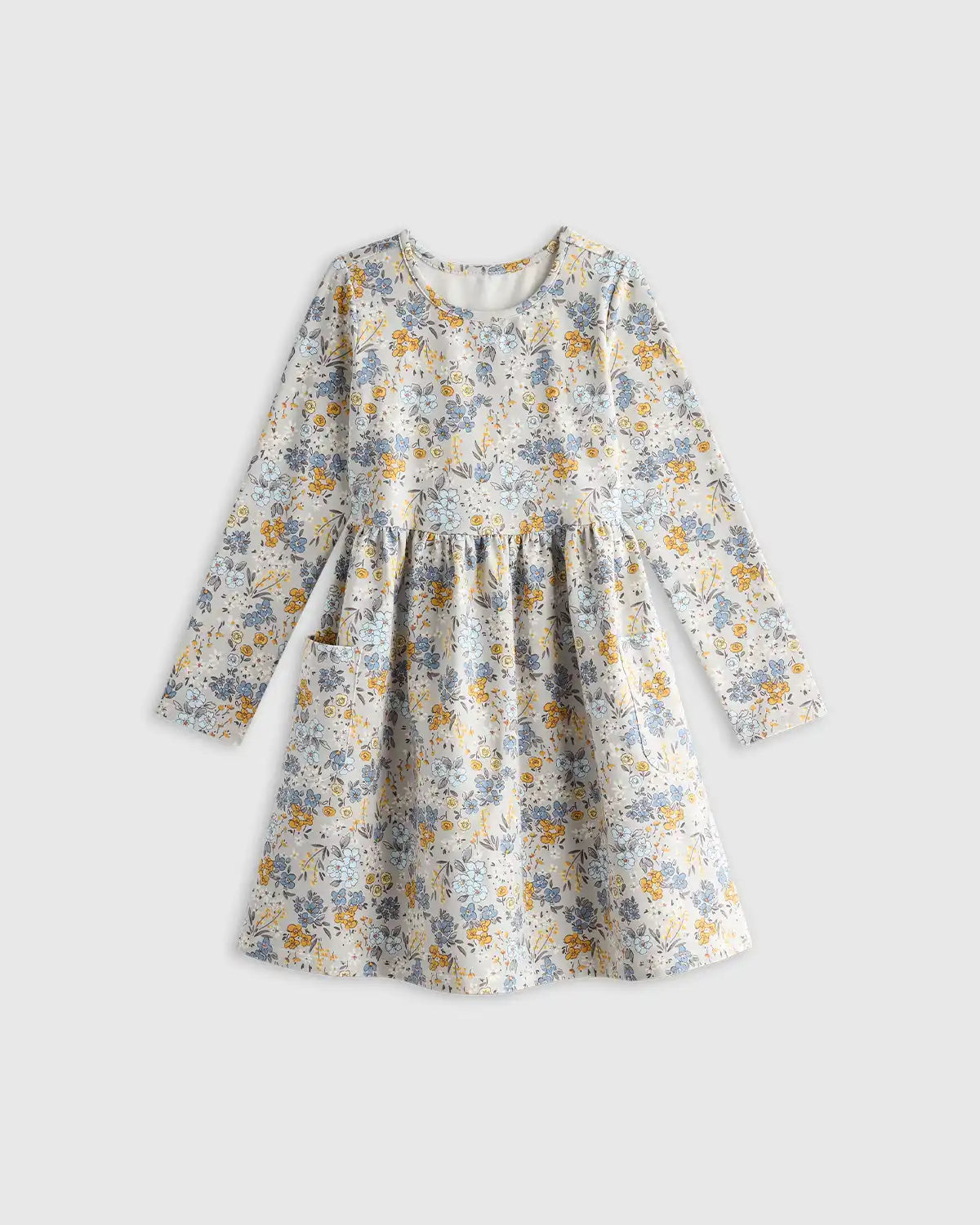 Organic Cotton Long Sleeve Fit and Flare Pocket Dress